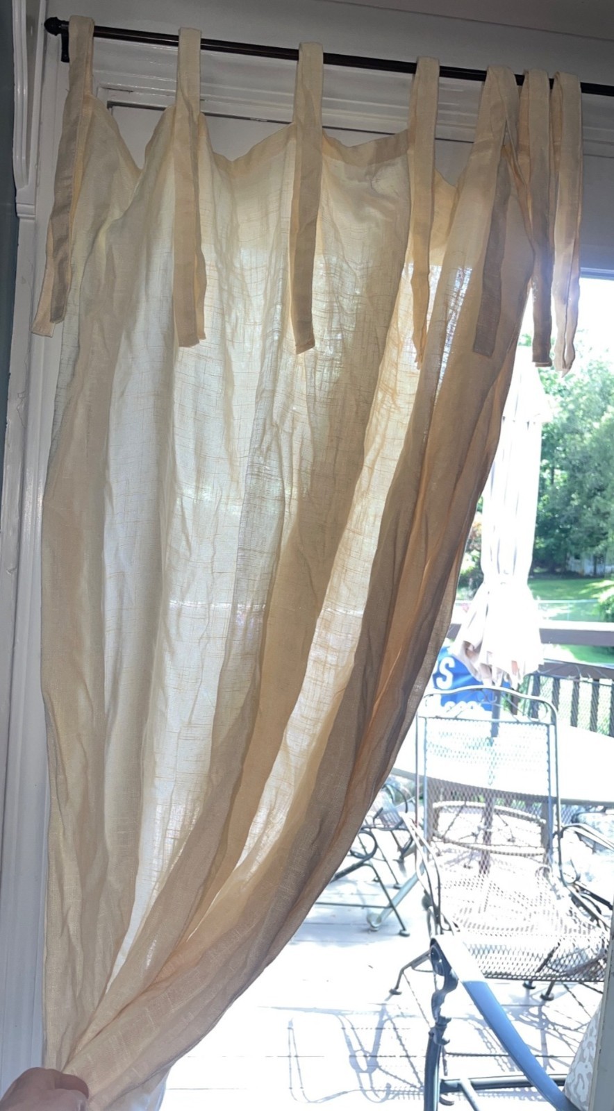 Allen & Roth Ivory Curtains Linen Rayon 2 Panels Casual Tie Option Drapes 86×52″