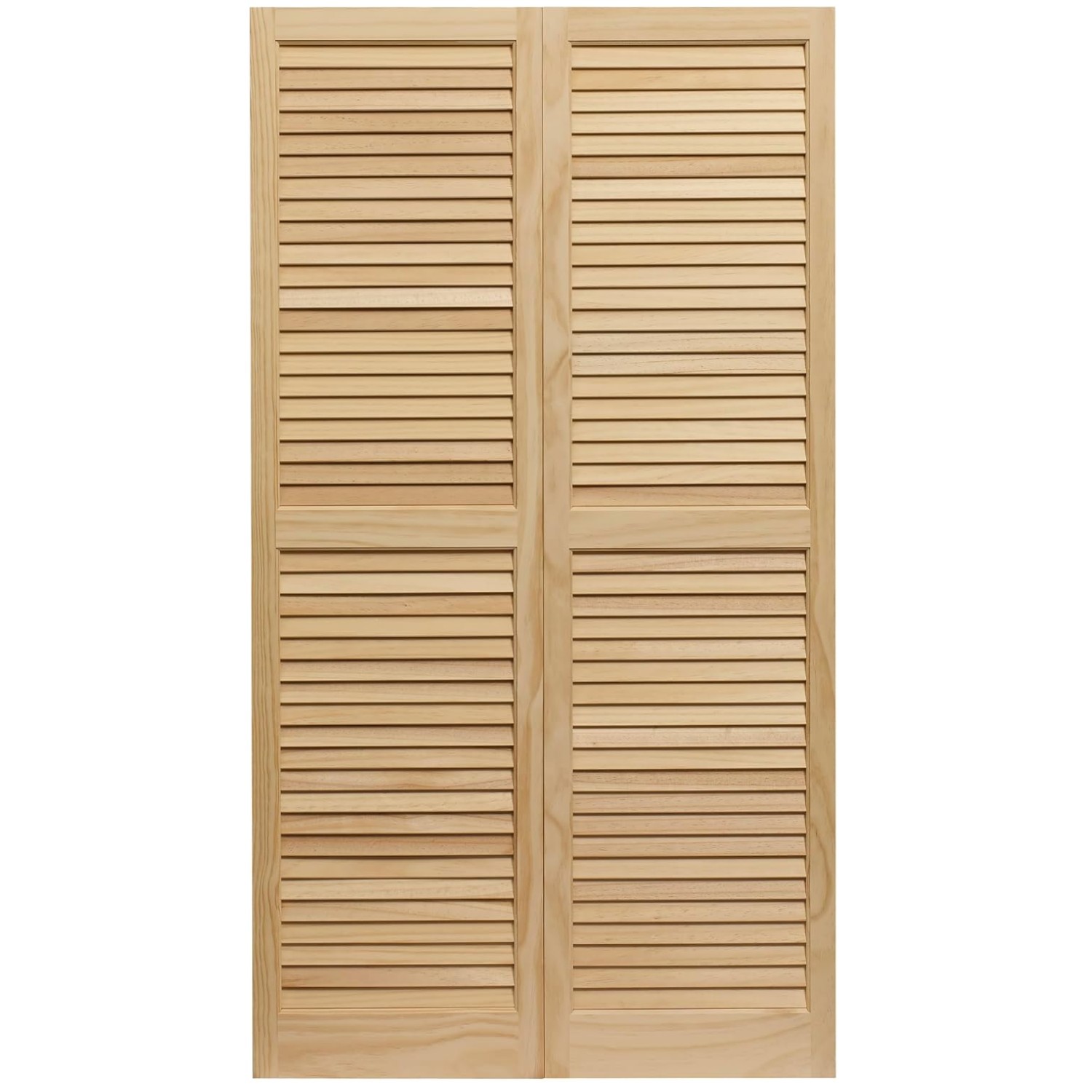 Pair of Pine Louvered Window Shutters, 15″ x 39″, Unfinished