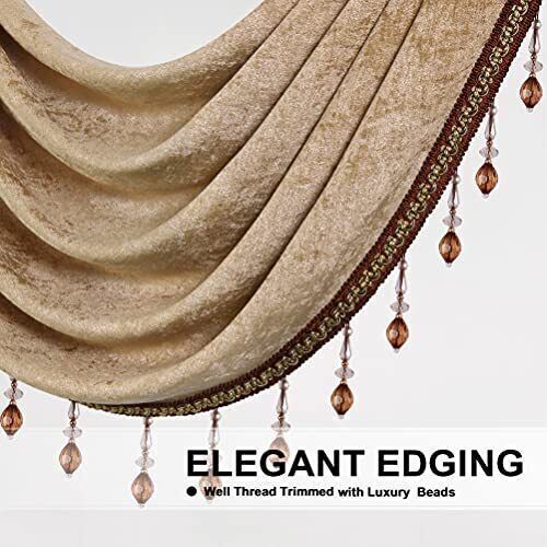 ELKCA Coffee Chenille Waterfall Valance Set – 2 Sw