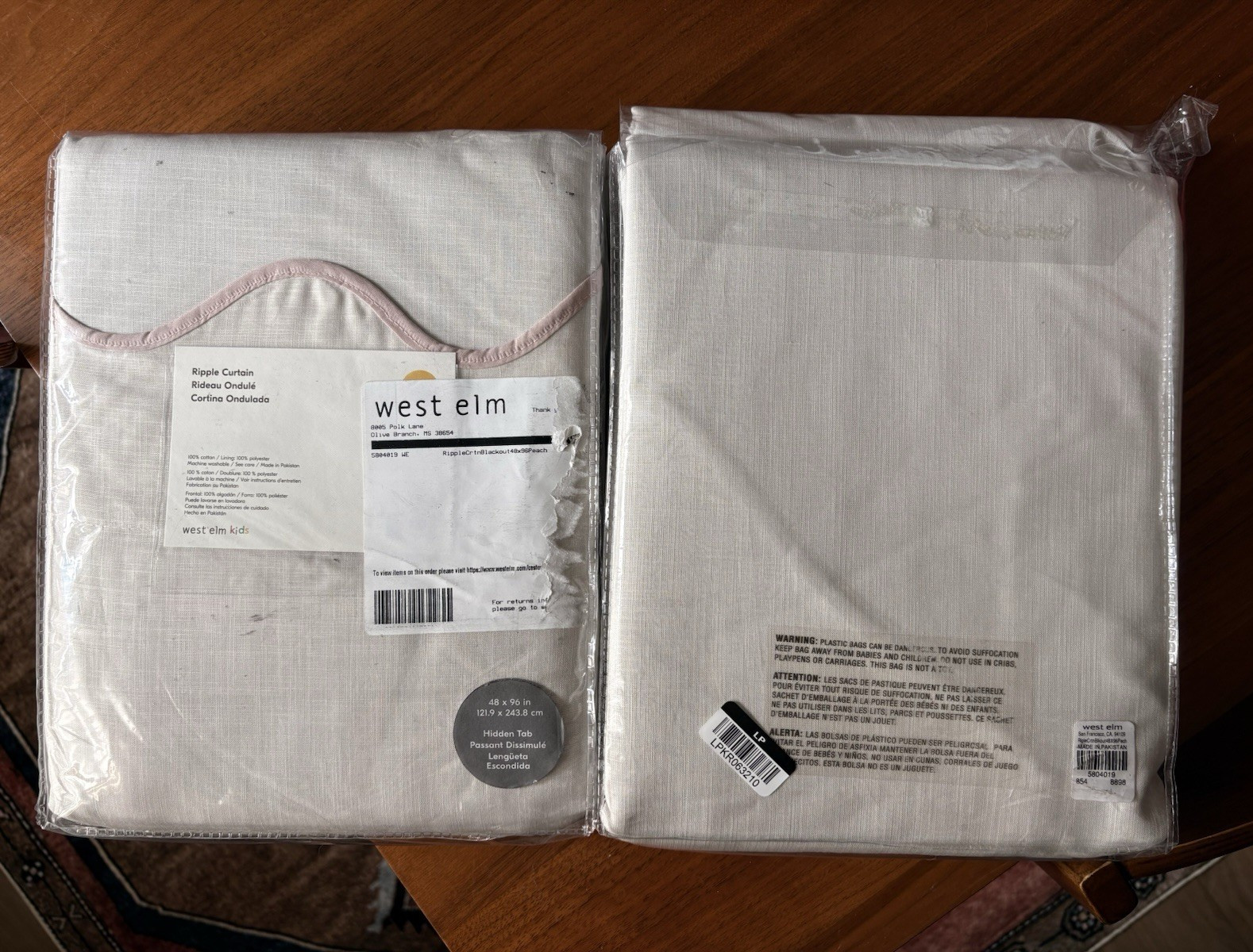 west elm kids Ripple Blackout 48 x 96 in White/Pink Solid 100% Cotton Pair