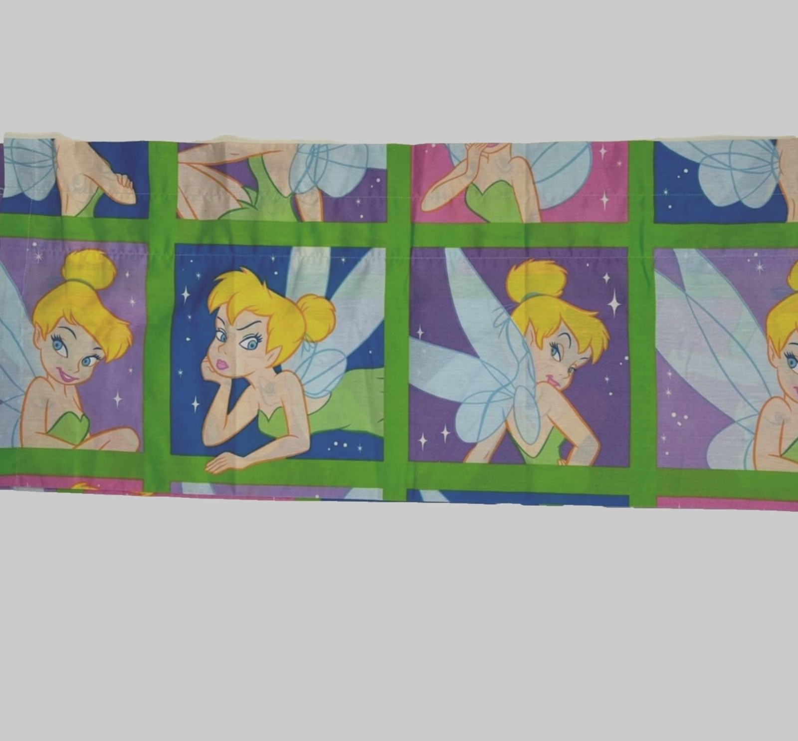 Disney TINKER BELL Colorful Blocks Valance Curtains 84×15″ Set of 2 Y2K