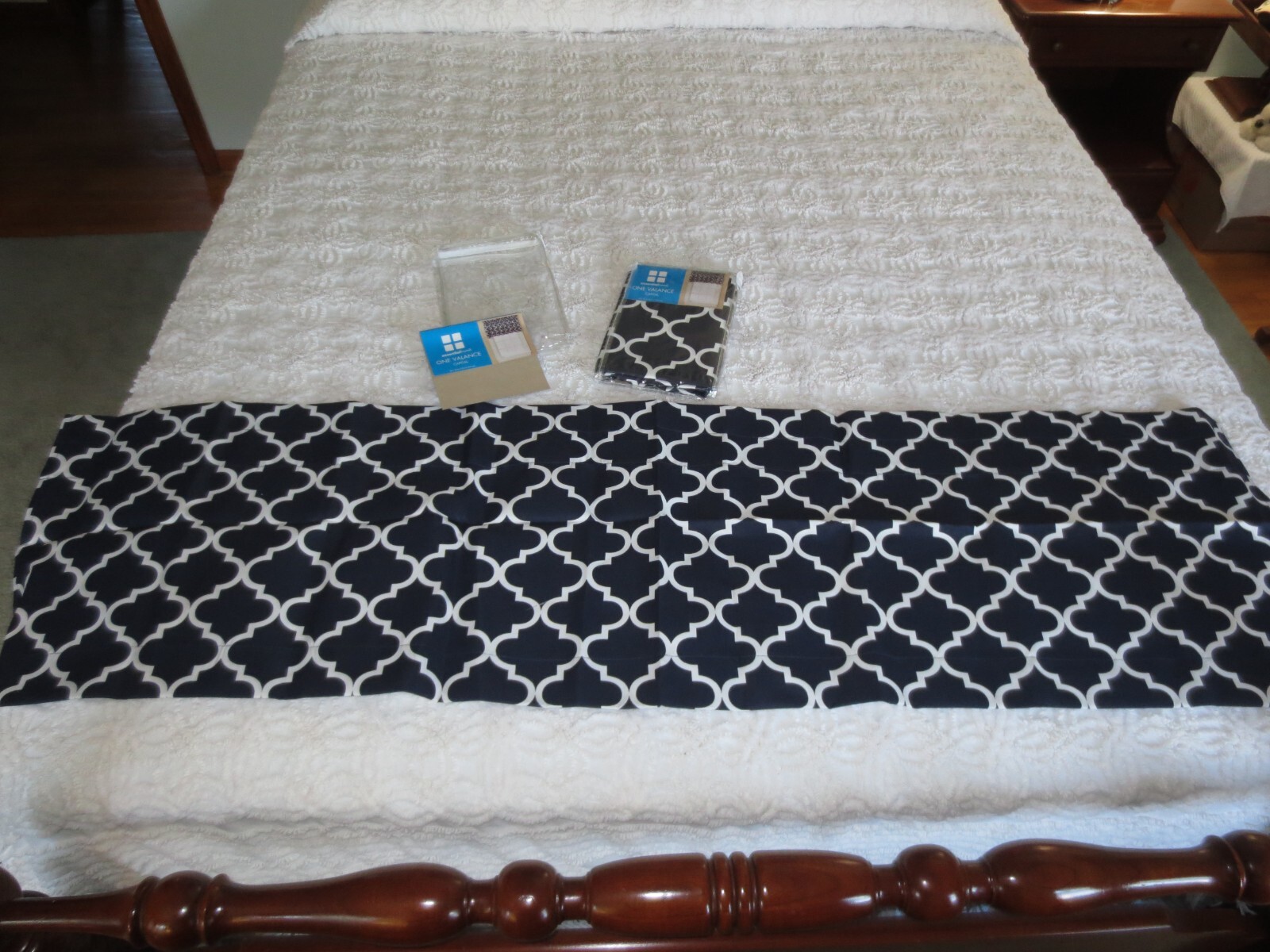 2 NIP Essential Home CAPITAL INDIGO 100% Polyester VALANCES – 60″ W x 16″ L