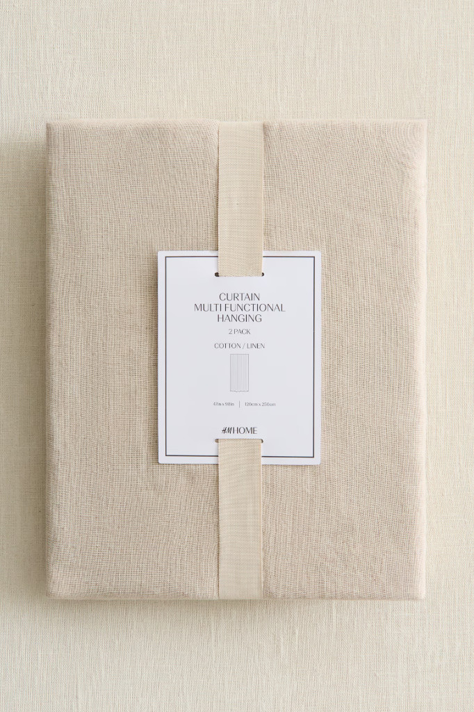 NWT H&M 2-Pack Linen-Blend Curtain Panels