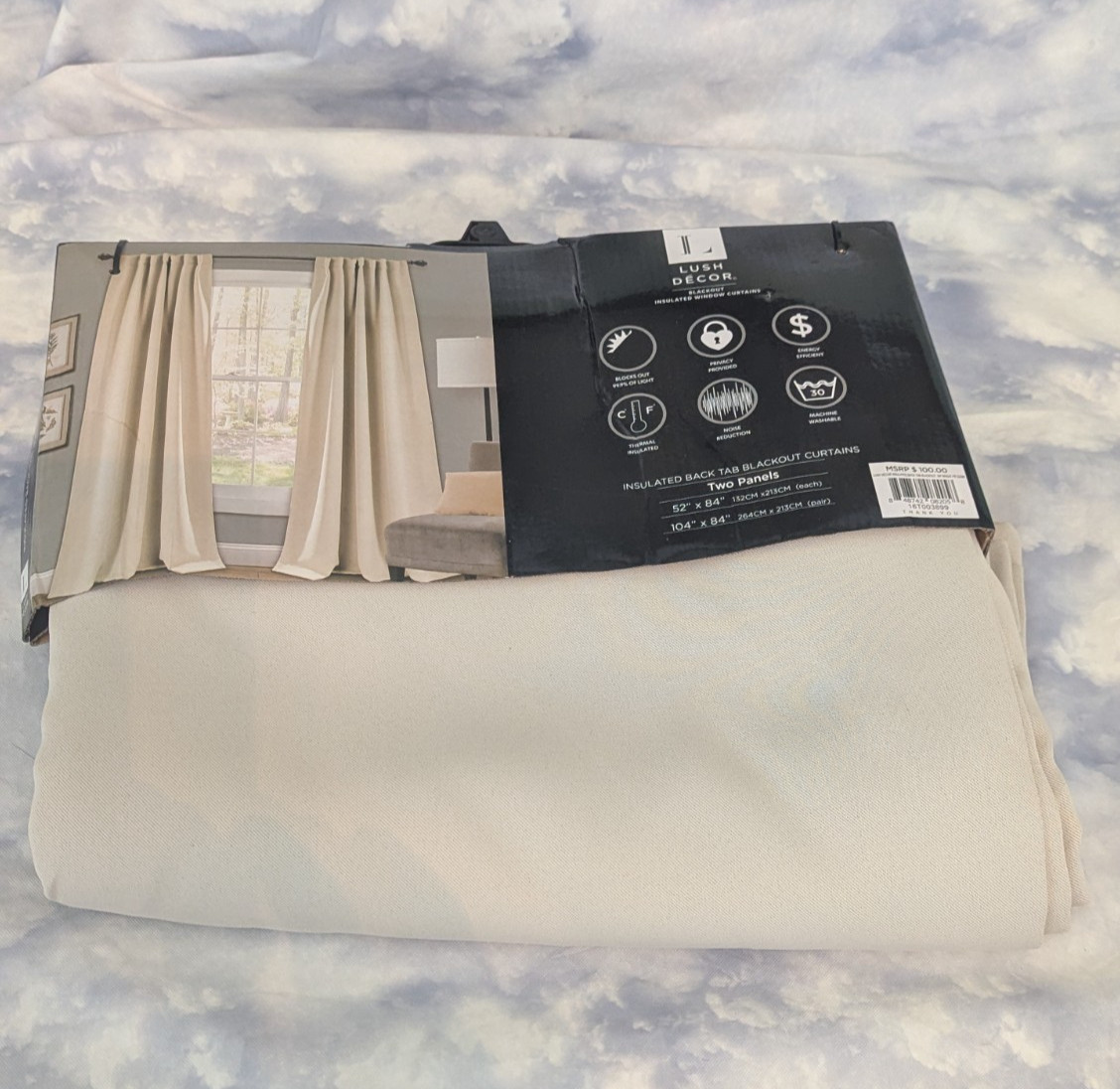 Lush Decor Blackout Insulated 2-Panel Set Beige Window Curtains 52×84 each