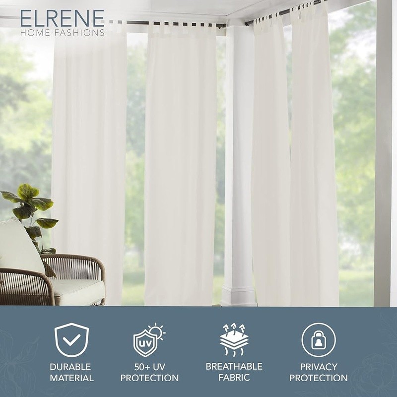 Indoor Outdoor UV Protection Curtain Panel Water Resistant Light Filtering Decor