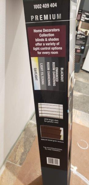 Home Decorators Premium 2.5″ Cordless Faux Wood Blind Espresso 29 W x 48 L