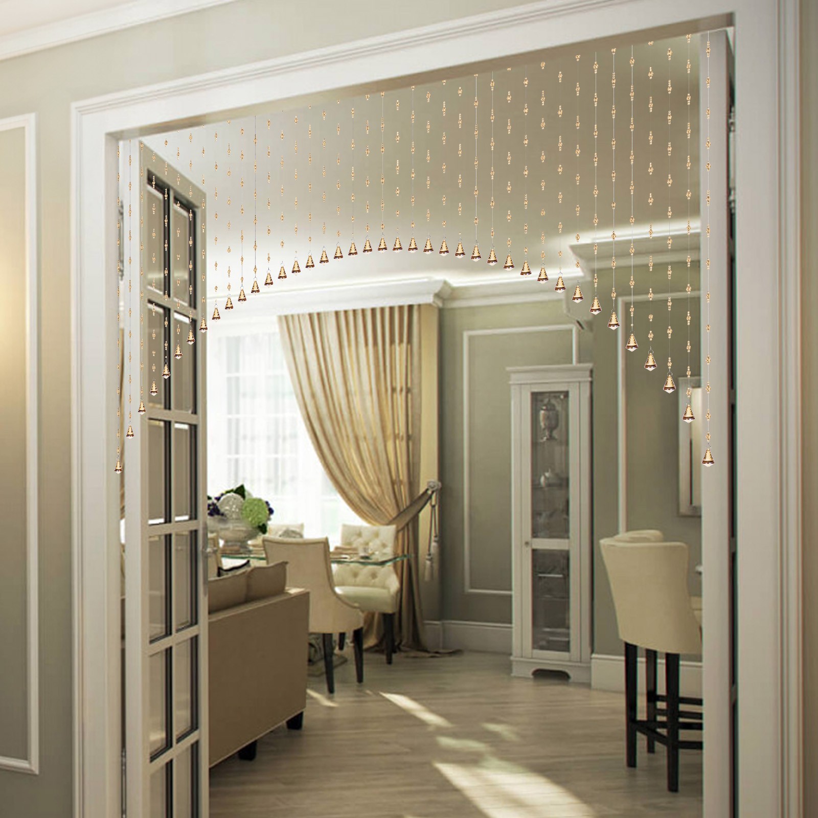 20/40 Line Crystal Beaded Curtain Hanging Door Glass Room Divider Festival Decor