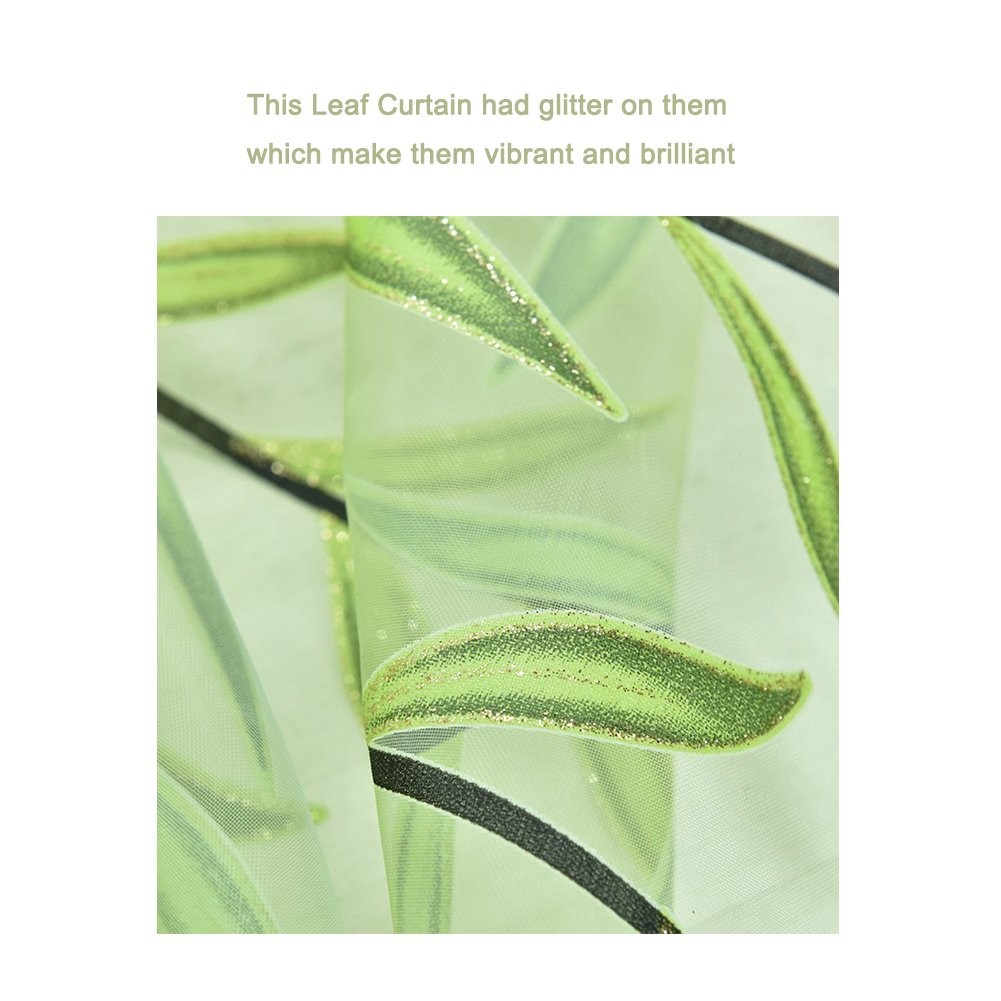 2 Pieces Willow Window Curtain Voile Tulle Room Salix Leaf Sheer Gauze Panel …