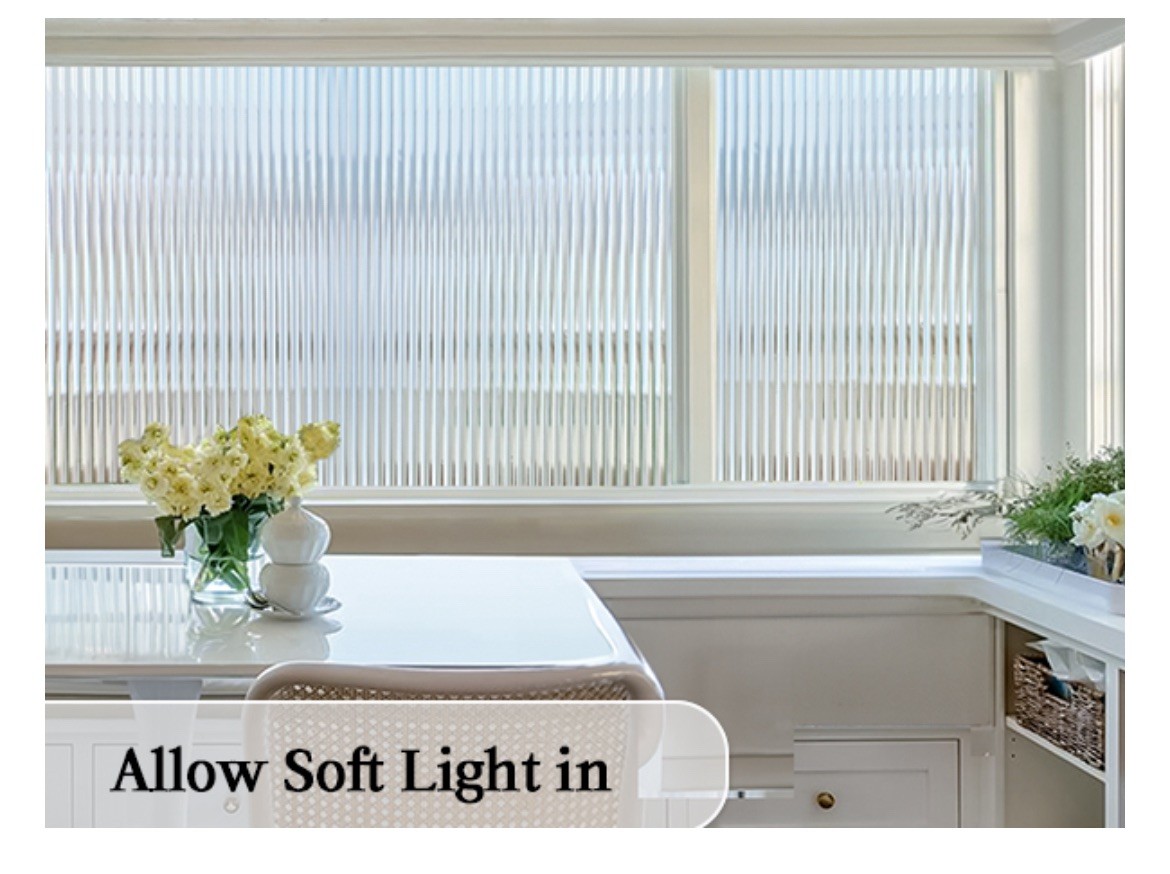 Windimiley Window Privacy Film 3D Reeded Glass Static cling 17.5×78.7in