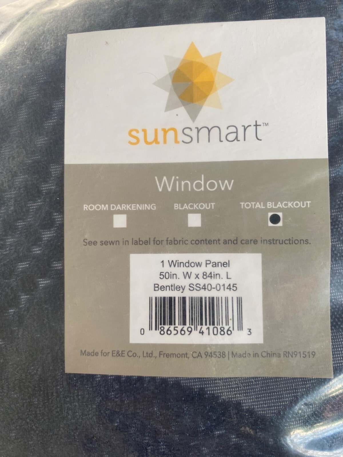 SunSmart Bentley Navy Ogee Knitted Jacquard Total Blackout Curtain Panel NWT