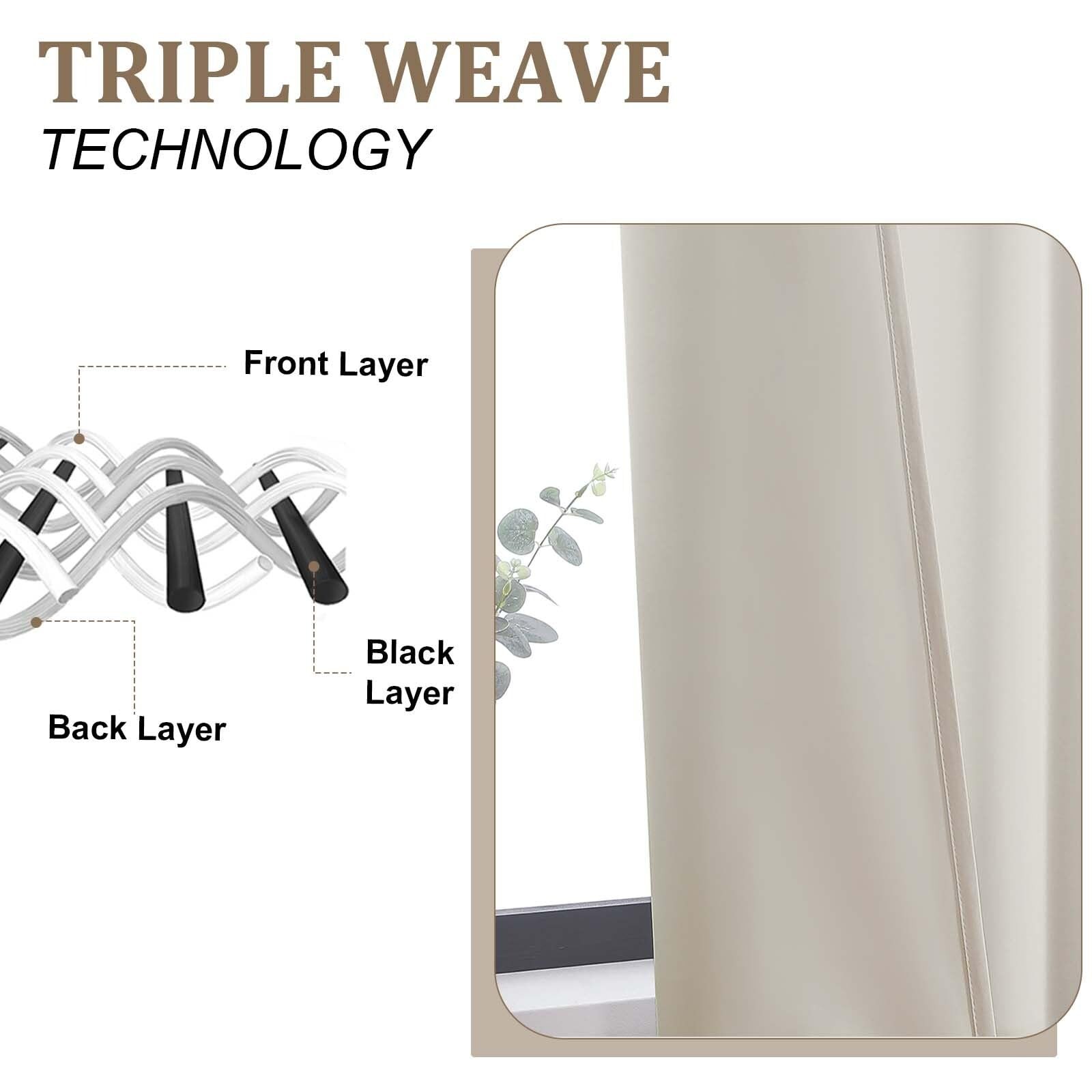 Lecloud Natural Kitchen Curtains 36 Inch Length 2 Panels Room Darkening Privacy