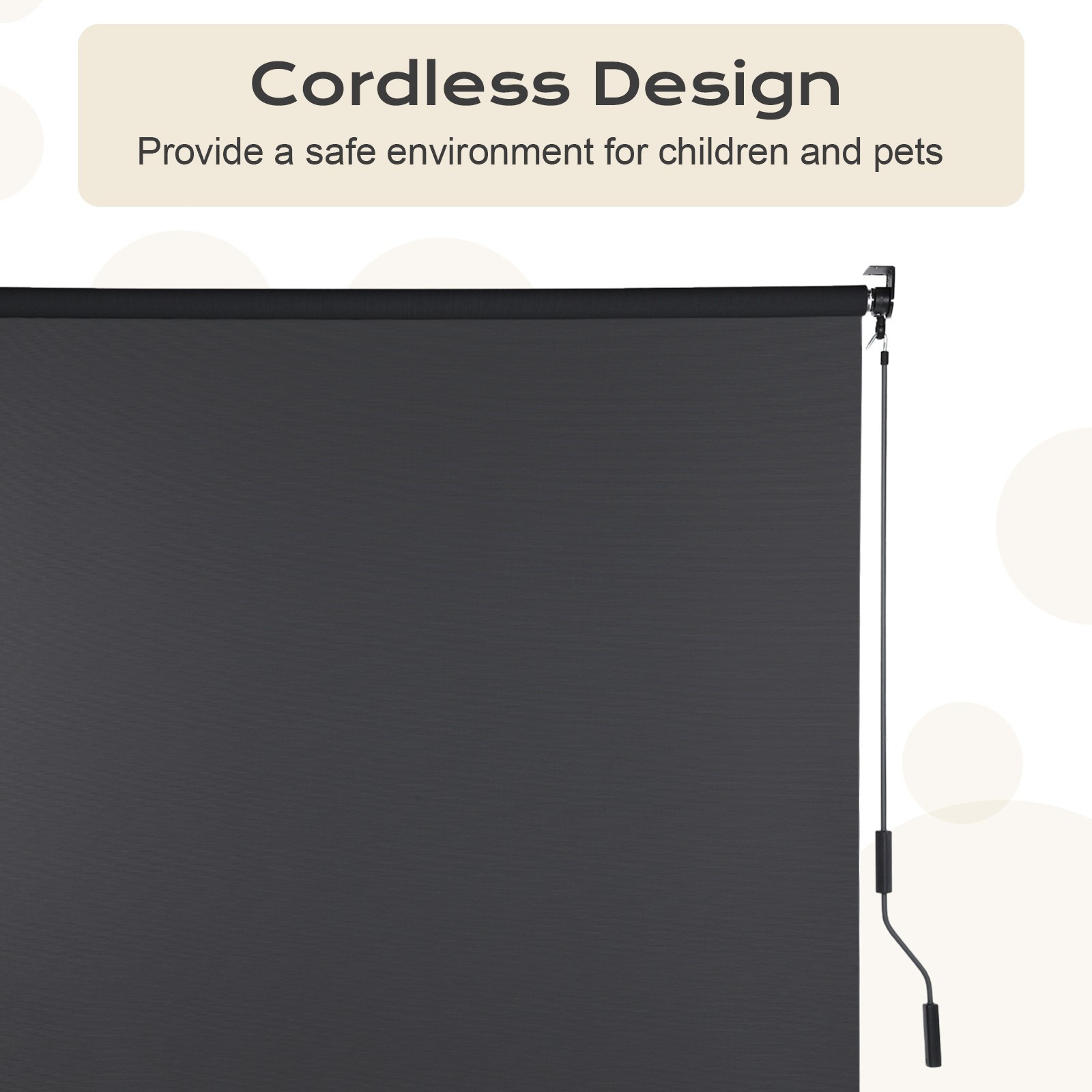 8ft (W) x 8ft (H) Outdoor Roller Shades 5% Openness Cordless Sun Roll up Shade