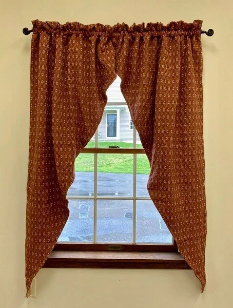 Rustic Primitive Colonial Cherry Blossom COVERLET PRAIRE SWAGS Curtains Lined