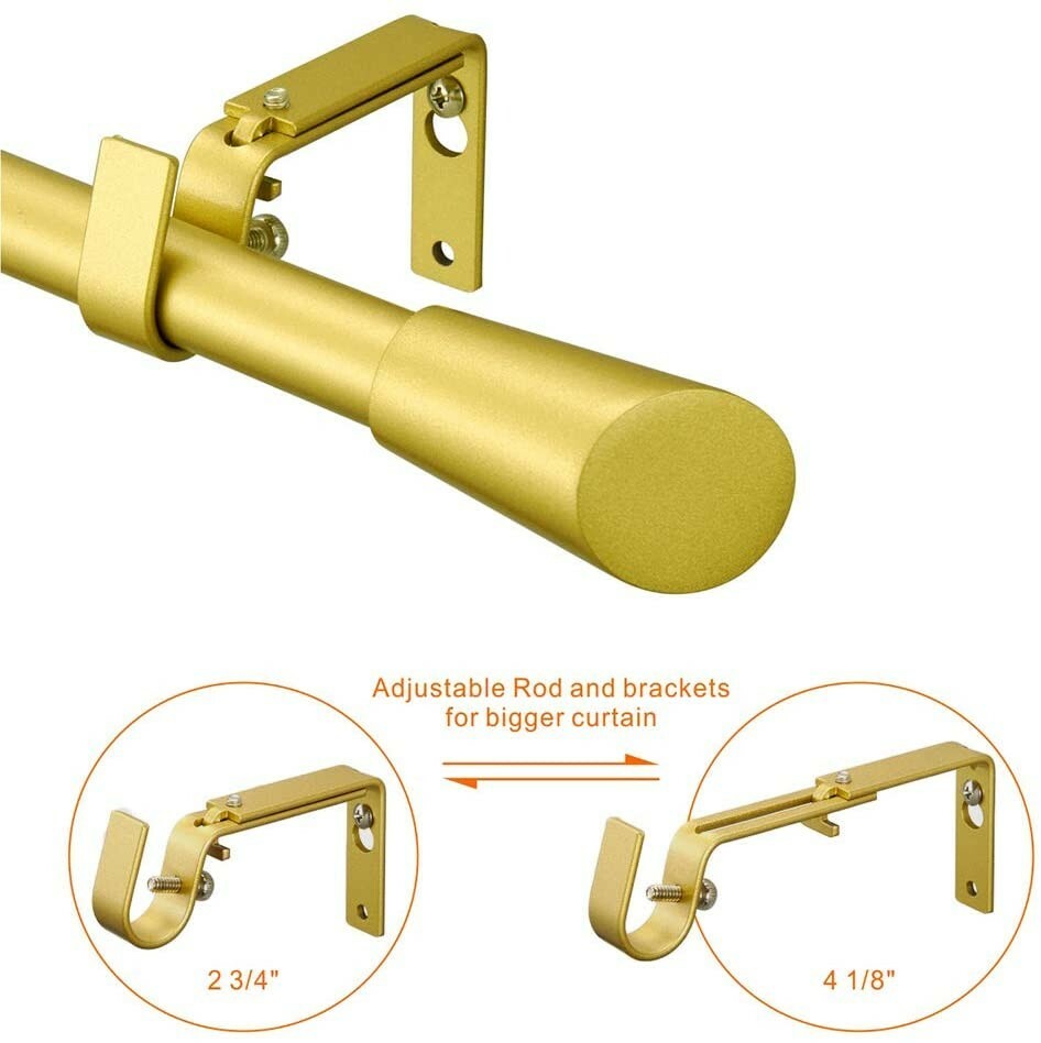 Vimayta 3/4 inch Curtain Rod with Bevel Horn Finials Curtain Rod 28-48 inches