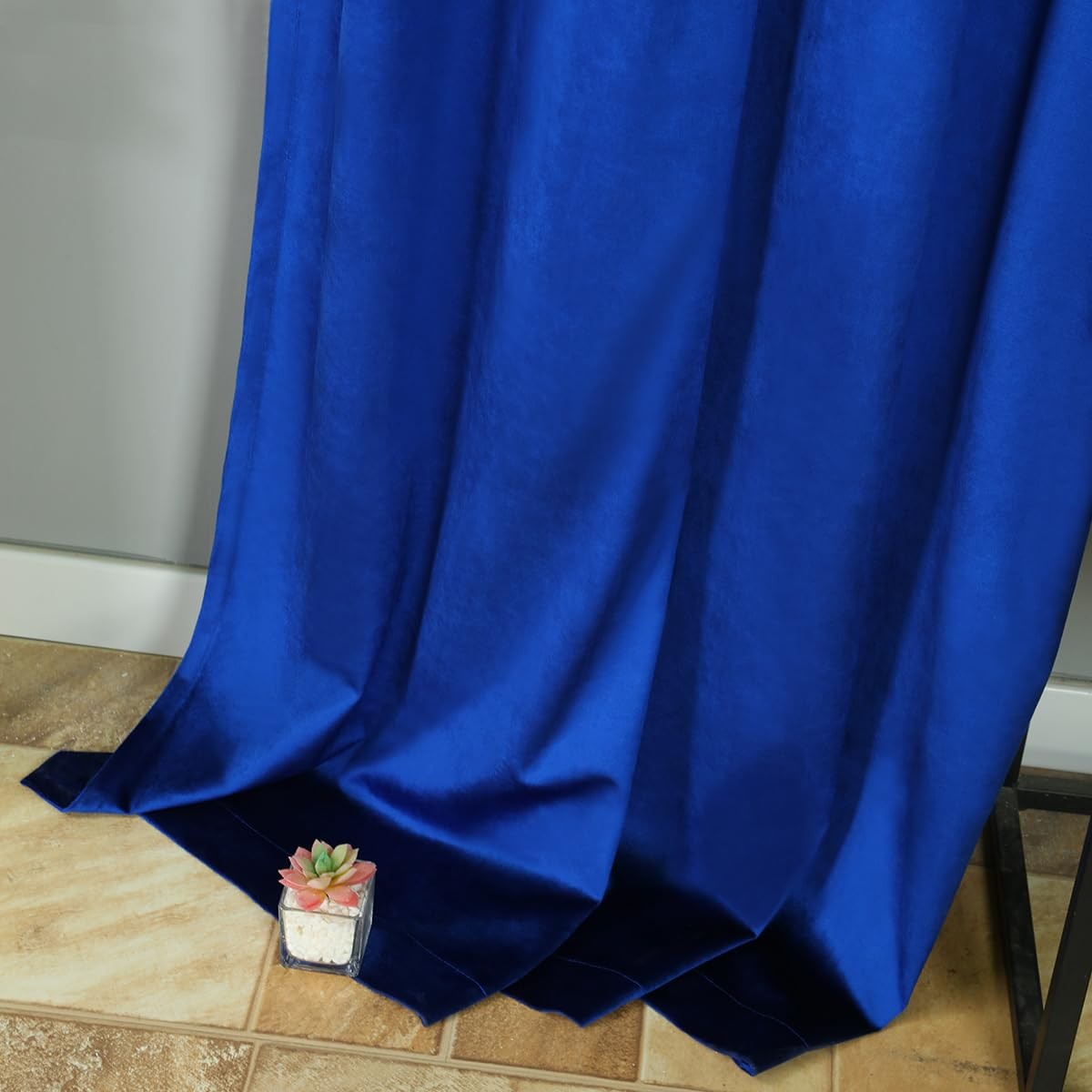 Elkca Luxury Royal Blue Velvet Window Curtain For Living Roomgrommet Top2