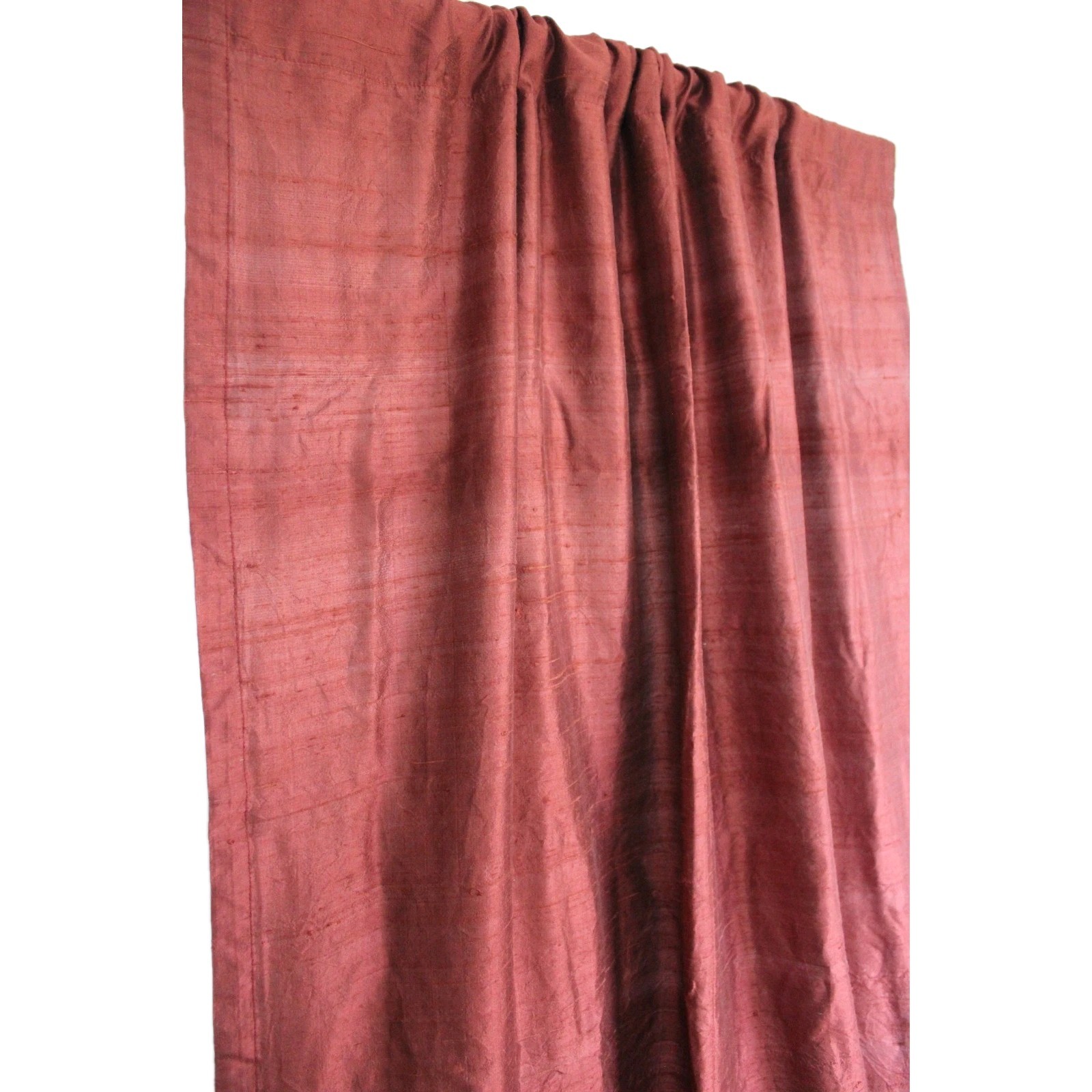 Oxblood Red 100% Silk Drapery Panel 40×78 Lined Rod Pocket Curtain Vintage 1990s