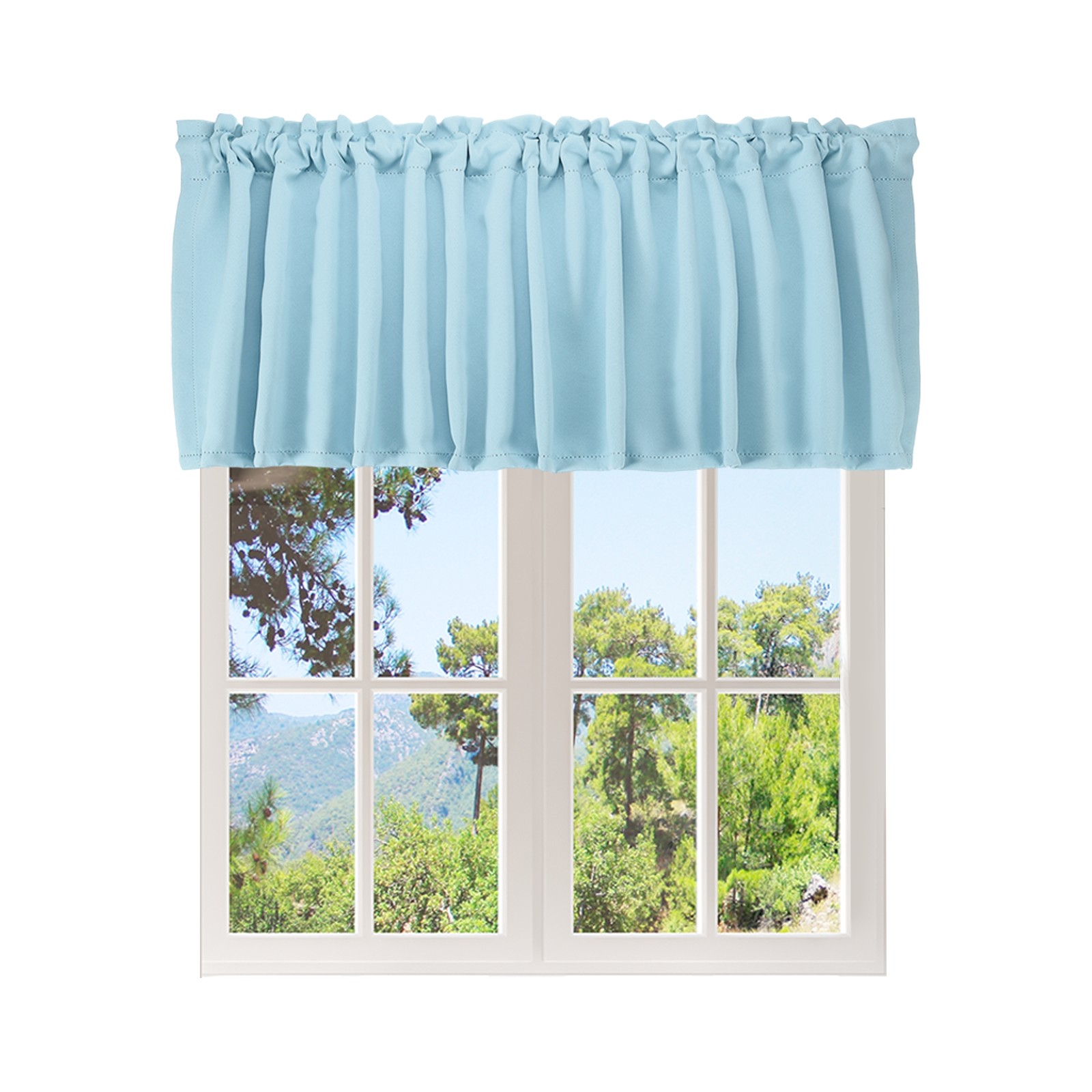 Window Valance, 52 x 18 Inch Valance Curtains for Windows Bedroom, Light Blue