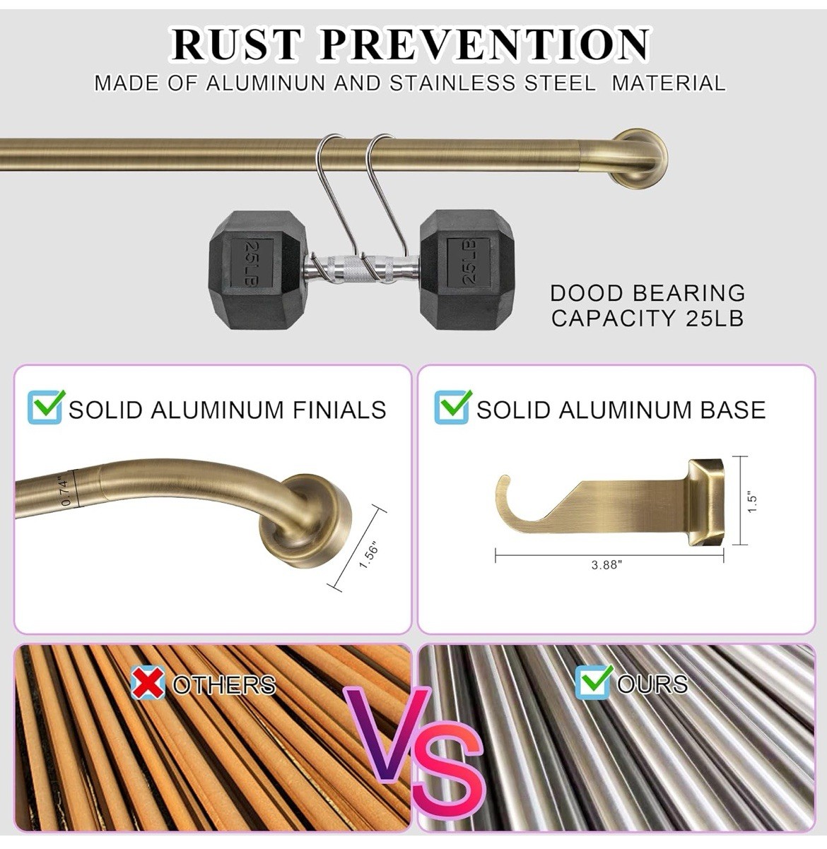 2 Pack Antique Bronze Disc Curtain Rods, 28-48 Inches Window Curtain Rod,Adj…