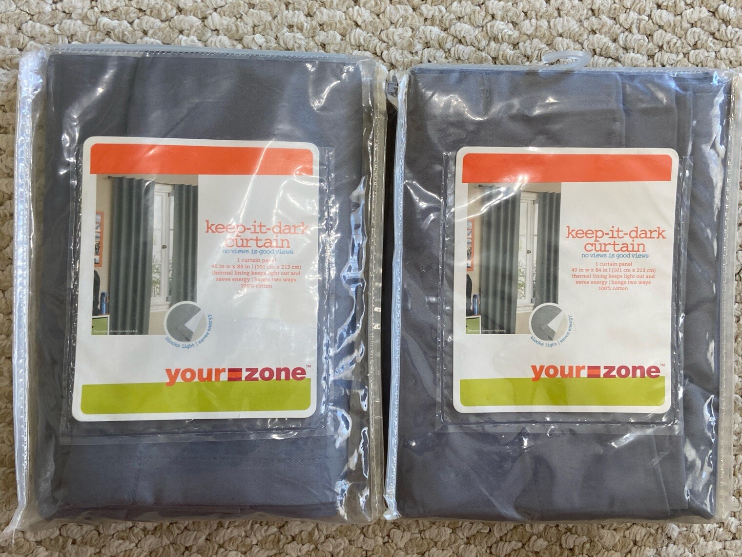 Your Zone Curtains 2 Panel 40″x84″ Rod Pocket Pair 40″x84″ Gray Flannel NEW