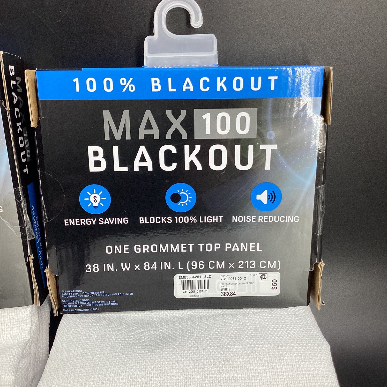 Max 100 Blackout 100% Noise Reducing Grommet Top 2 Panels White 38×84 Org $100