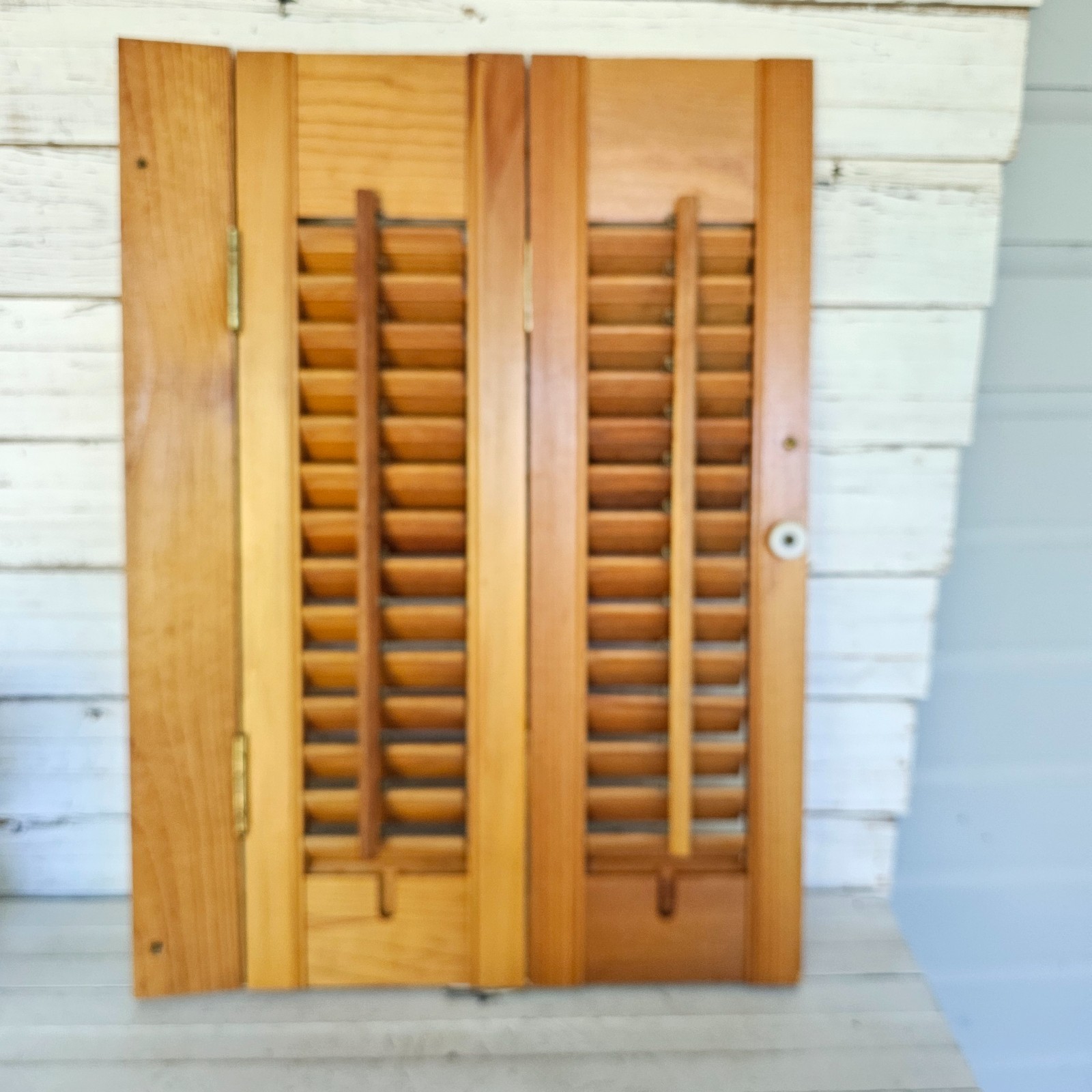 Vintage Wood Window Shutters 20″ H x 14.75″ W Total ( Set Of 2 ) One side piece