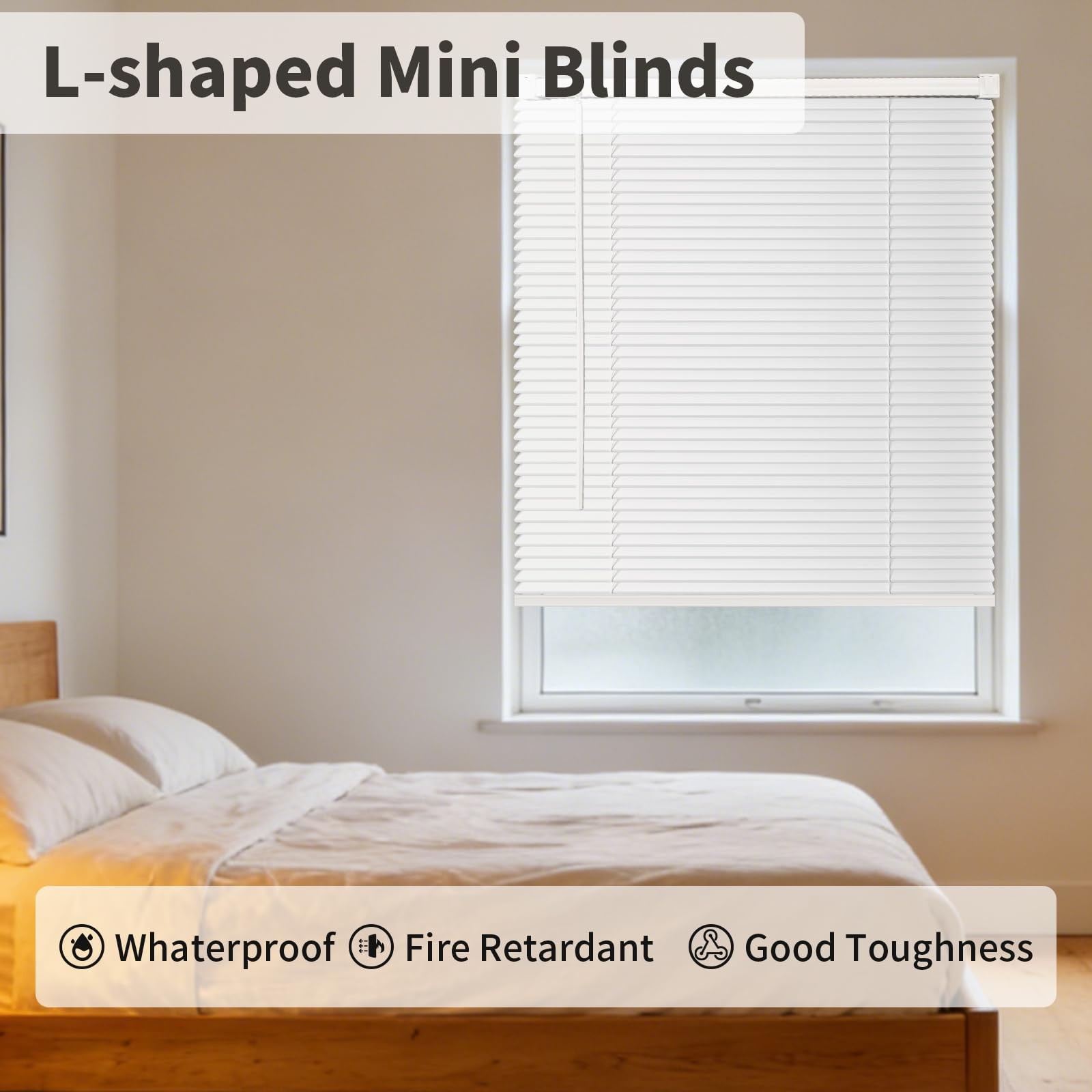 Cordless 1”Venetian Horizontal Mini Blinds for Indoor Windows(22″ W×36″ H)