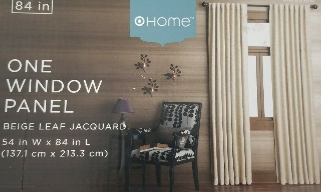 2 Home Beige Leaf Jacquard Window Panels (1 pair) 108″ x 84″ NIP