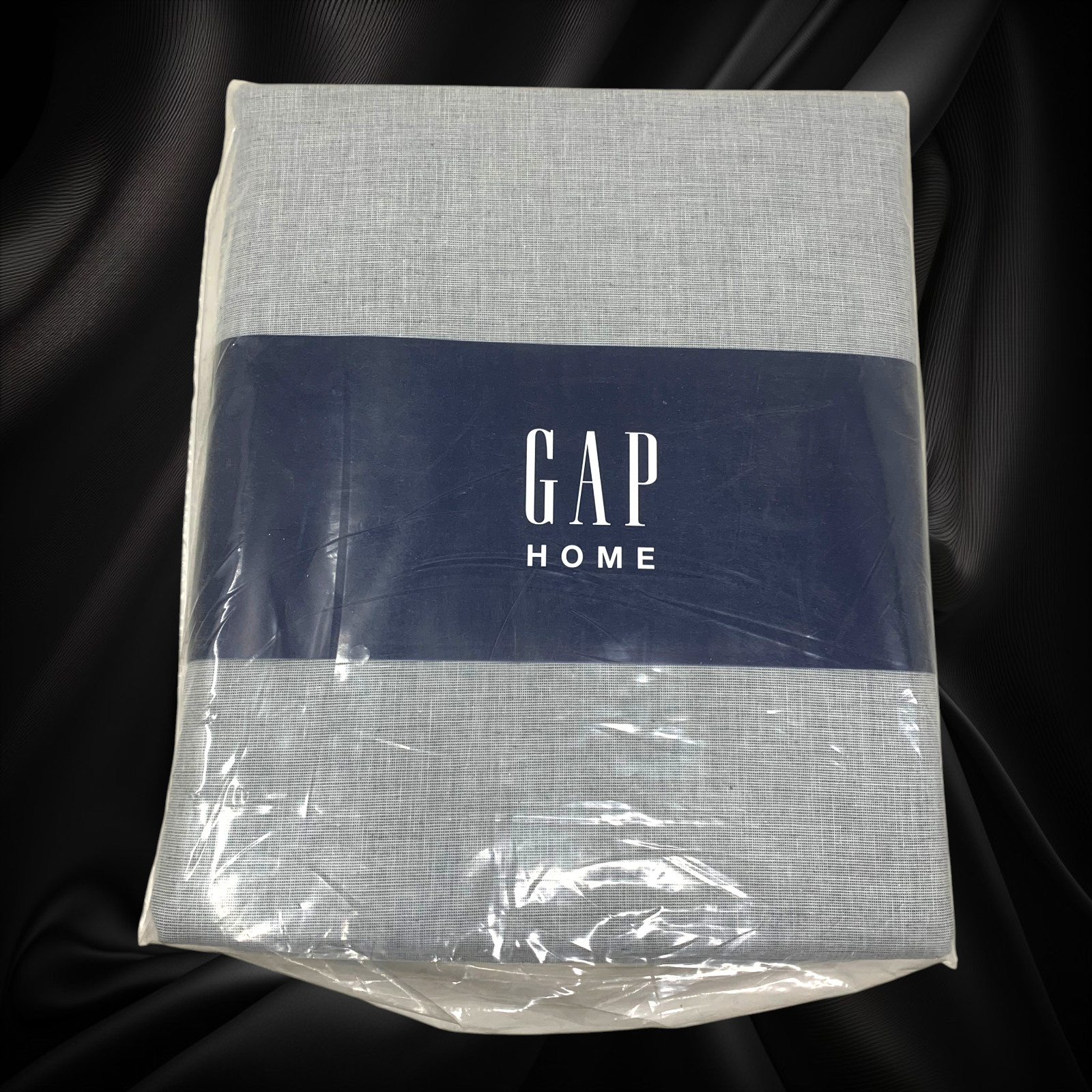 GAP Home Organic Cotton Window Curtain Pair 48×84 Chambray Yarn Dyed Gray NEW