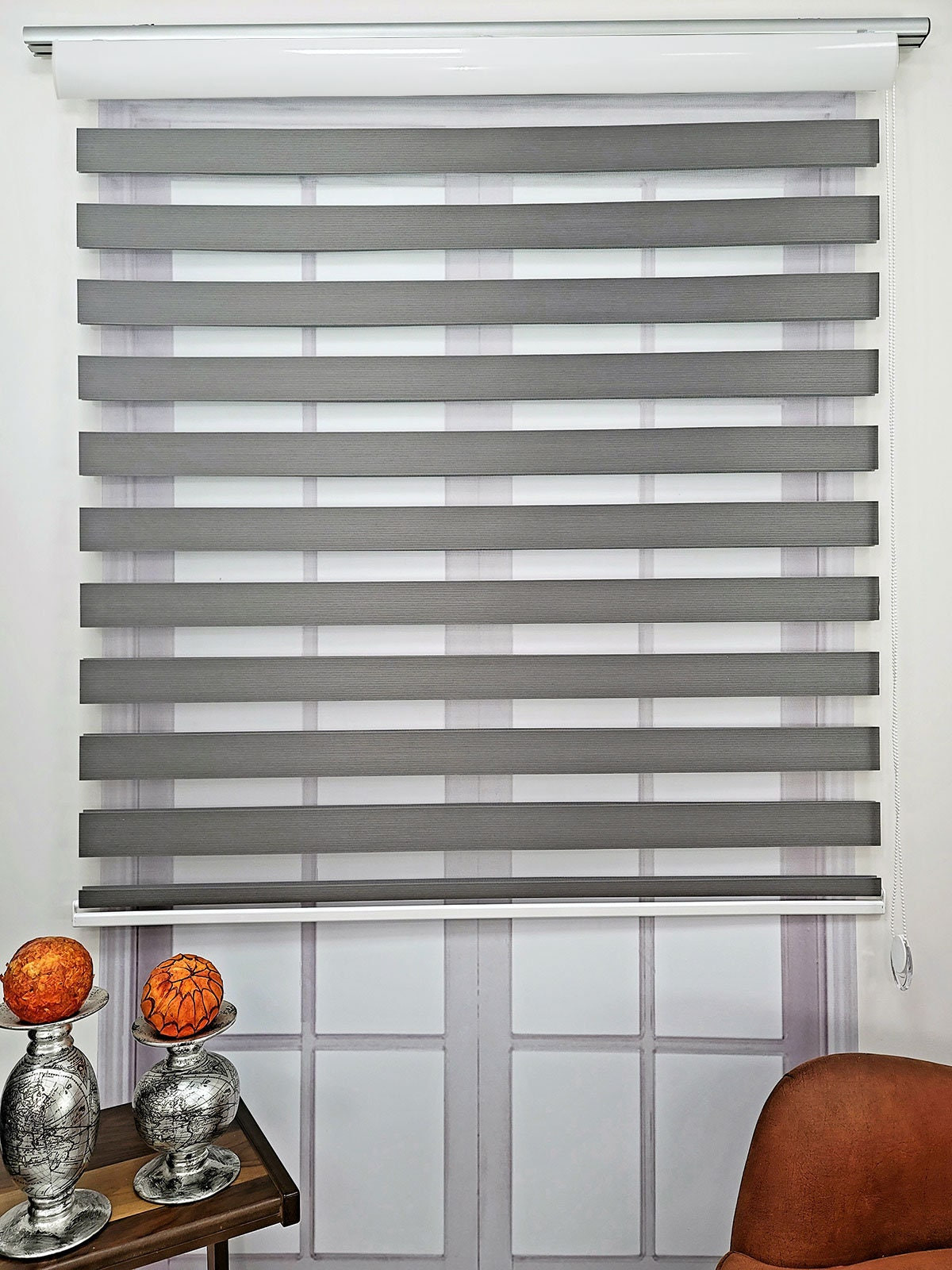 Straight Solid Color Fabric Zebra Roller Blinds Curtain For All Room, Color