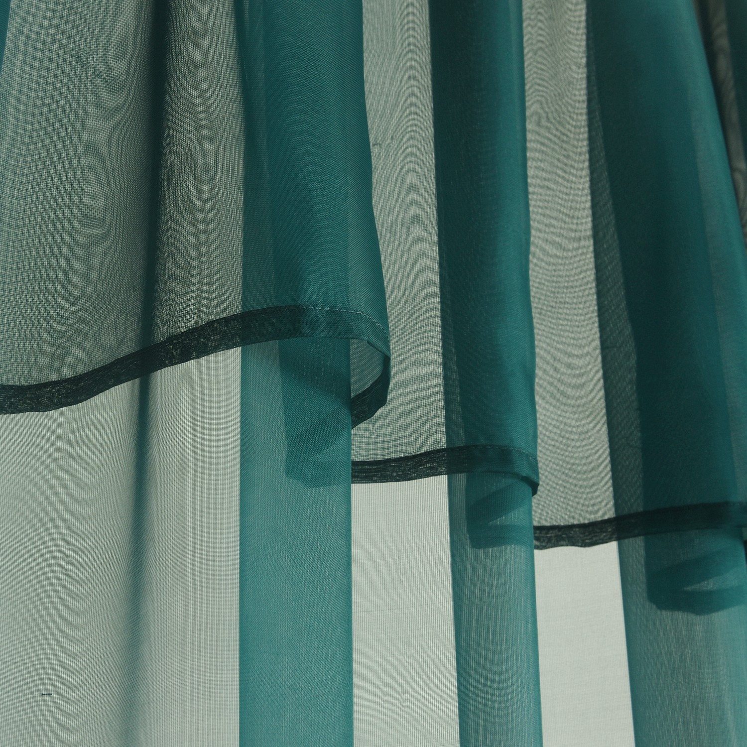 2 Panels Basic Rod Pocket Sheer Curtains with Attached Valance, Voile Drapes