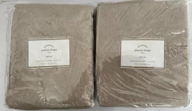 (2) NEW Pottery Barn Peyton Drape Rideau 50 x8 4 Pole Top, Linen/Cotton-841 OAT