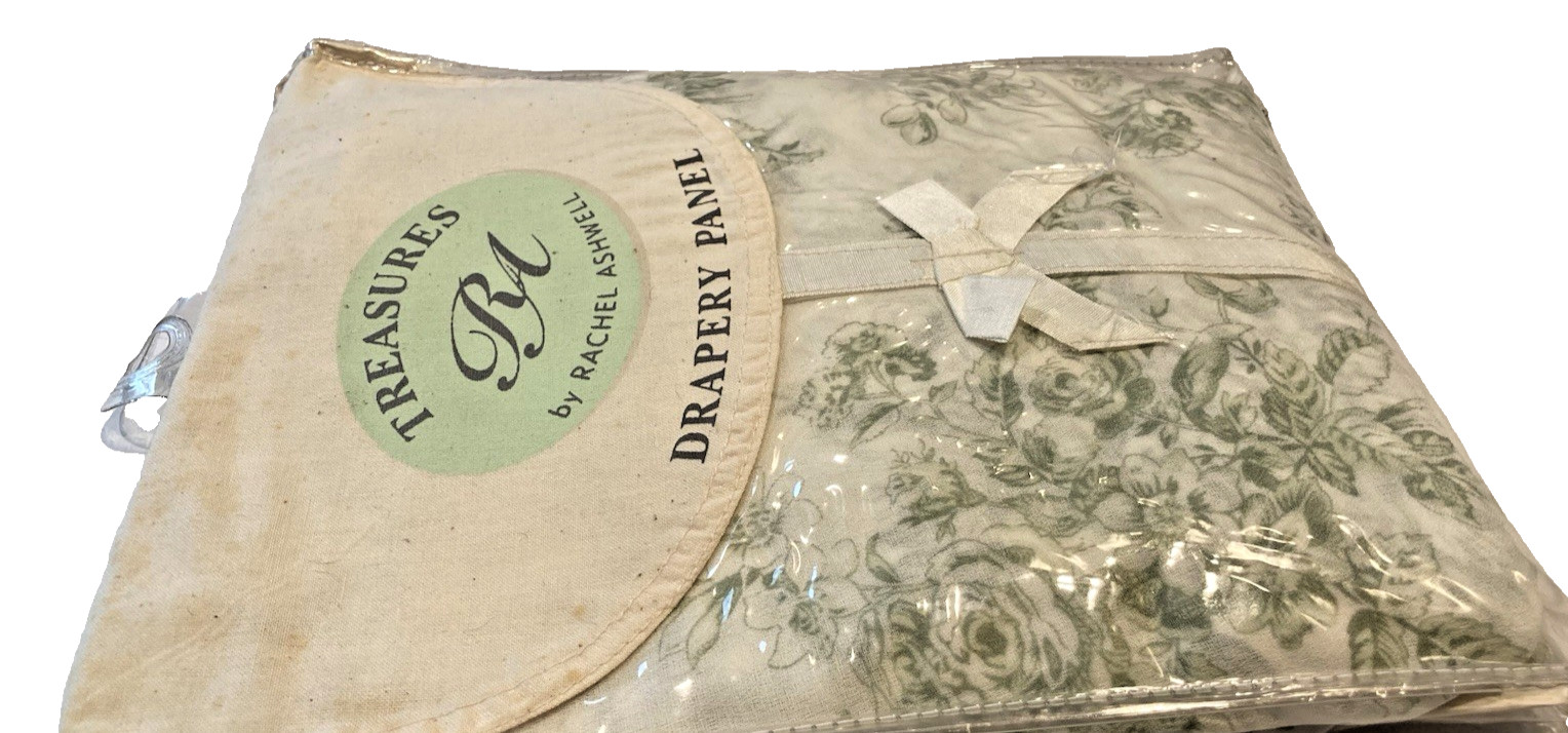 VTG Rachel Ashwell Treasures Sage Toile Drapery Panel 42×84 Roses NEW IN PACKAGE