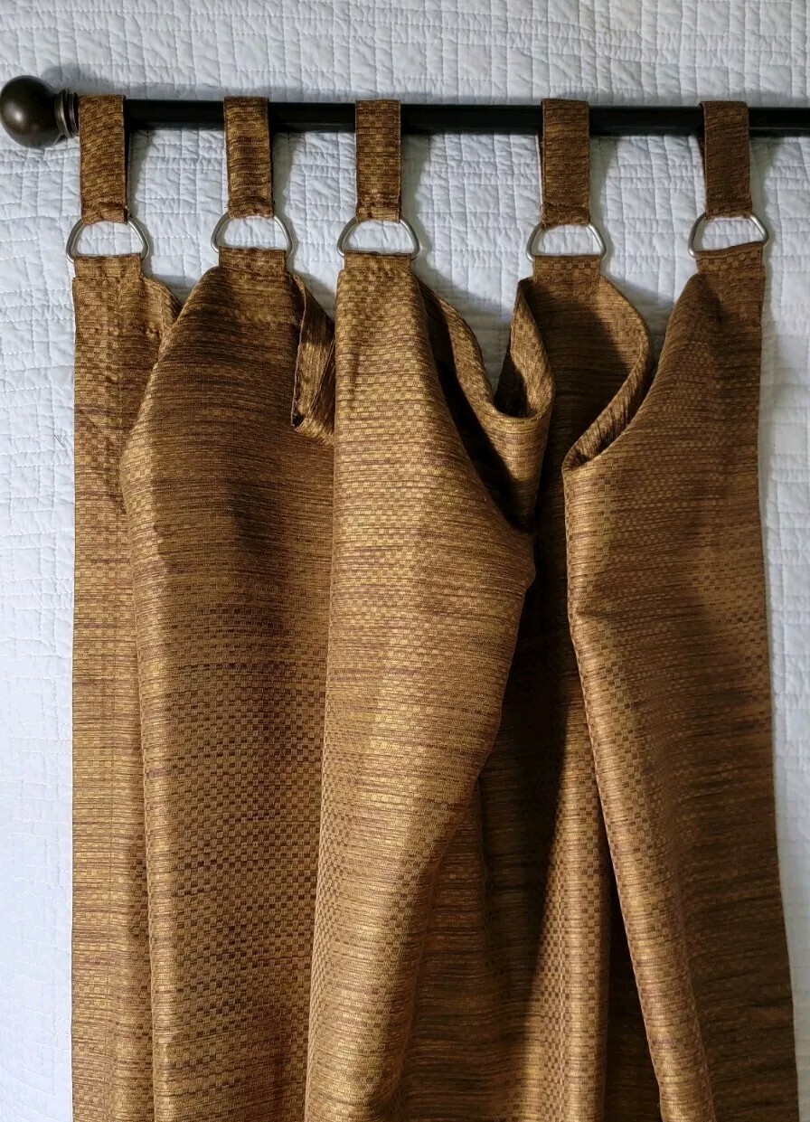 Peri Faux Silk Drapes Curtains Set 4 Panels Rings 42×81 Chocolate Copper Brown