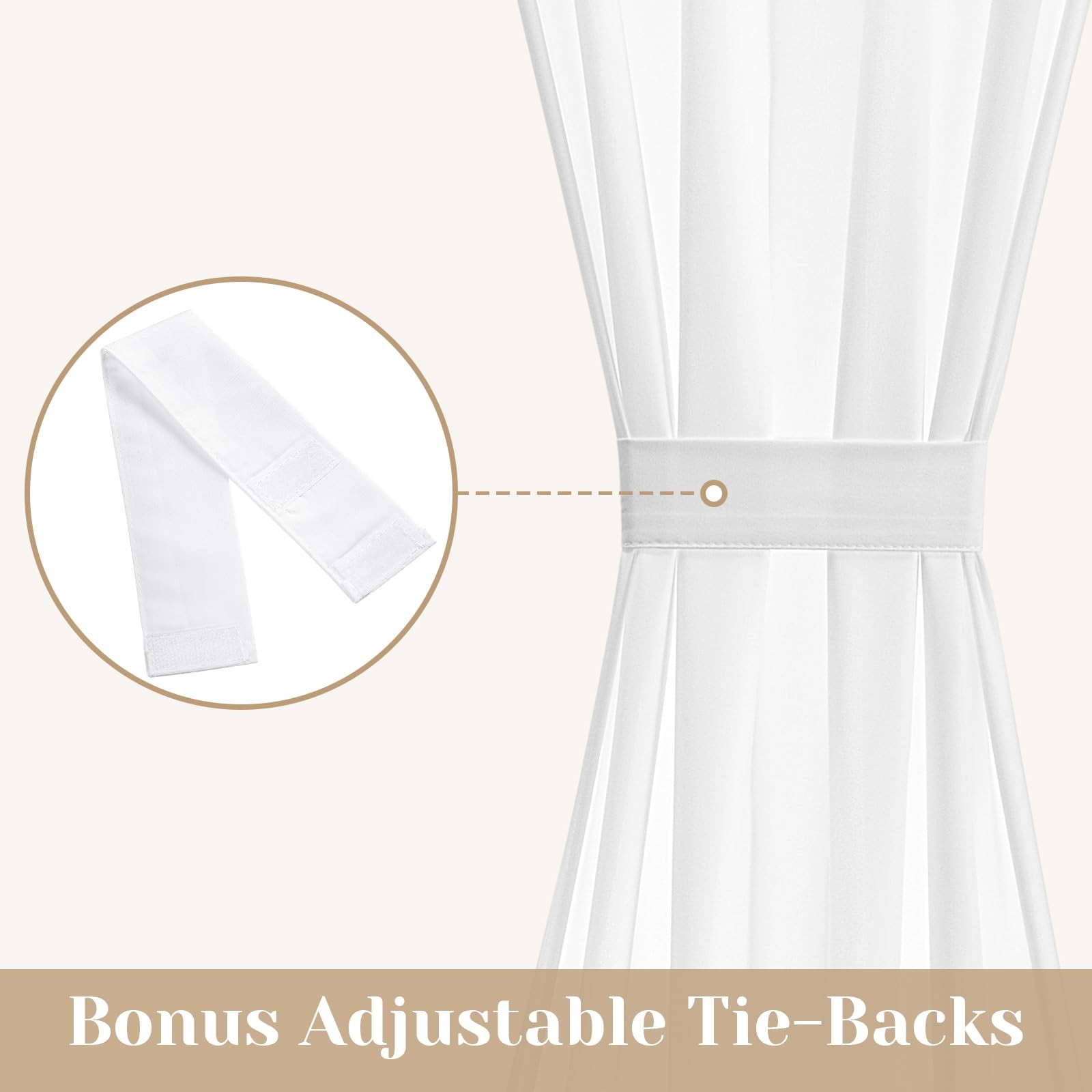 French Door Curtains Non-See-Through Privacy White 26W X 72L Inch Set of 2