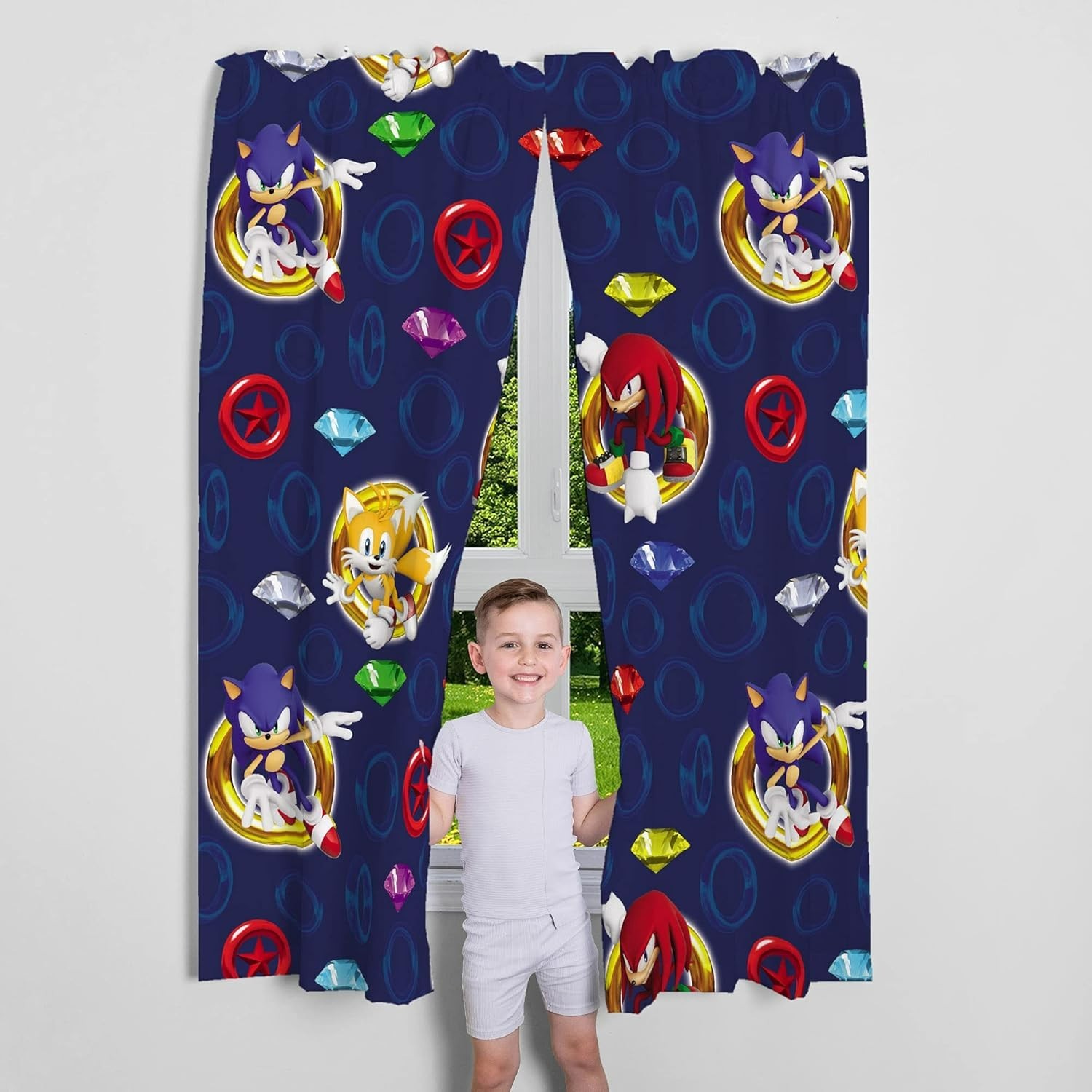 Durable Sonic The Hedgehog Microfiber Curtains, 82×63 in, Kids Room Drapes