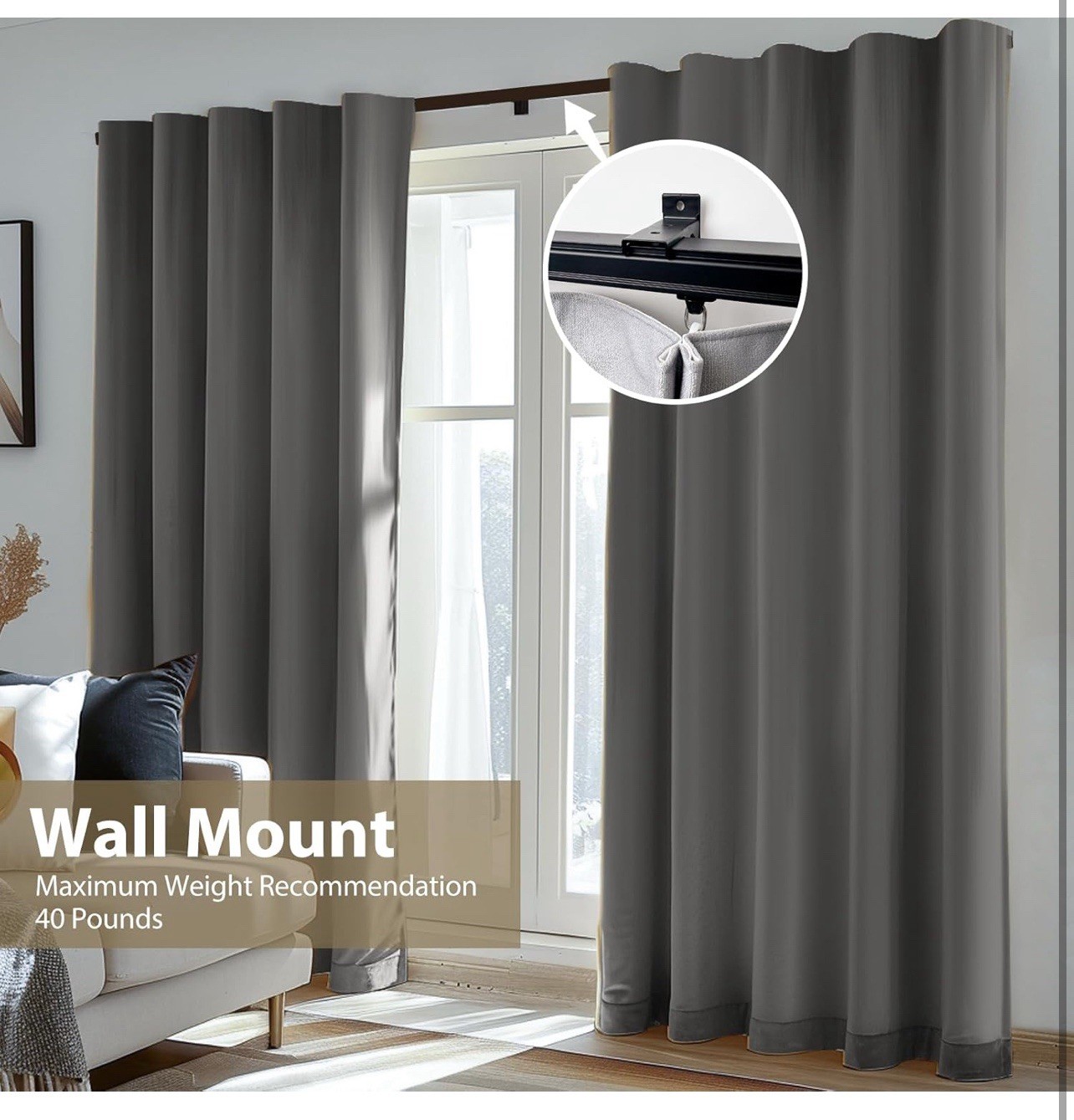 Ceiling Curtain Track Ceiling and Wall Mounted Heavy-Duty Curtains Rails 6ft.