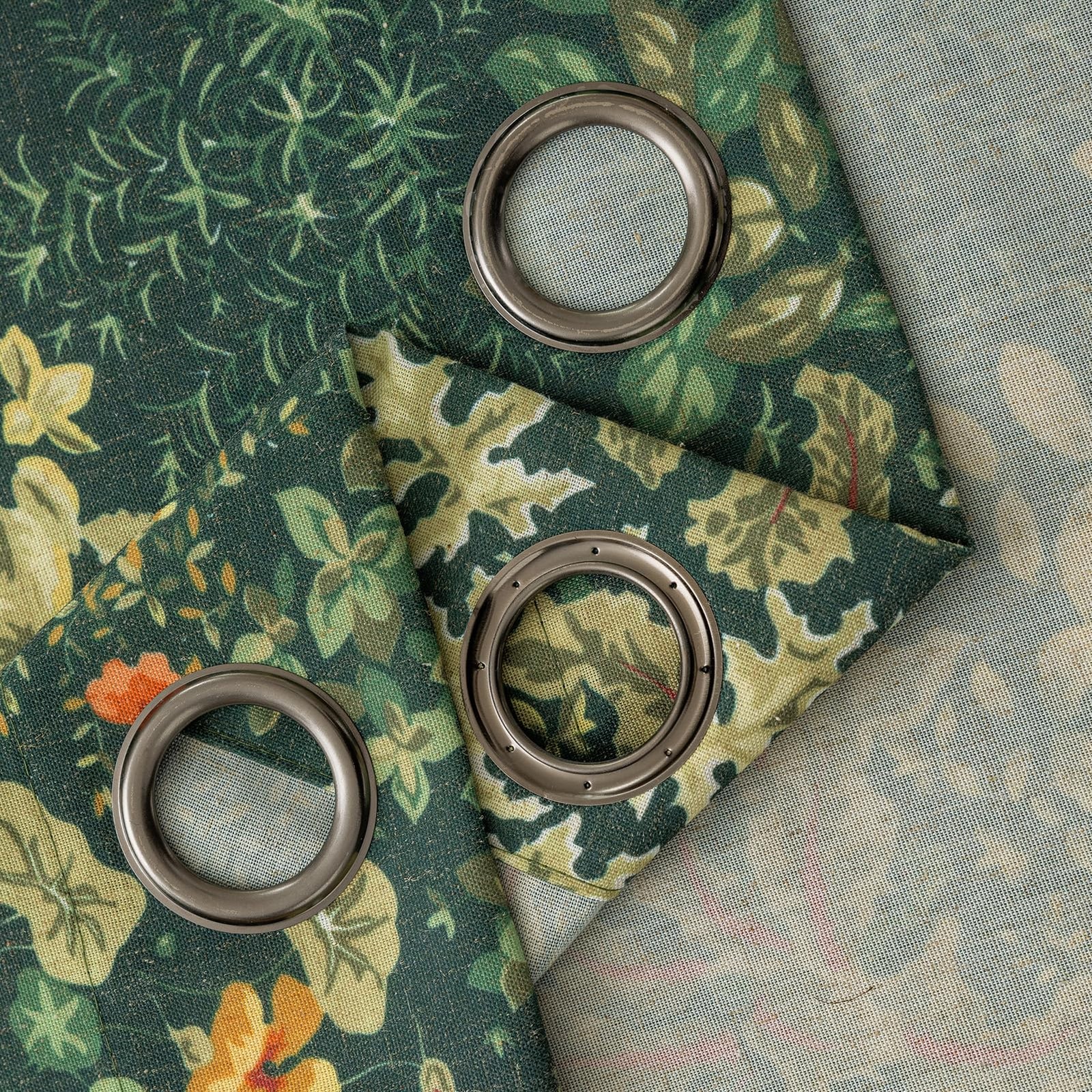 Green Floral Curtains 84 Inches Long 2 Panels Vintage Cottagecore Botanical C..
