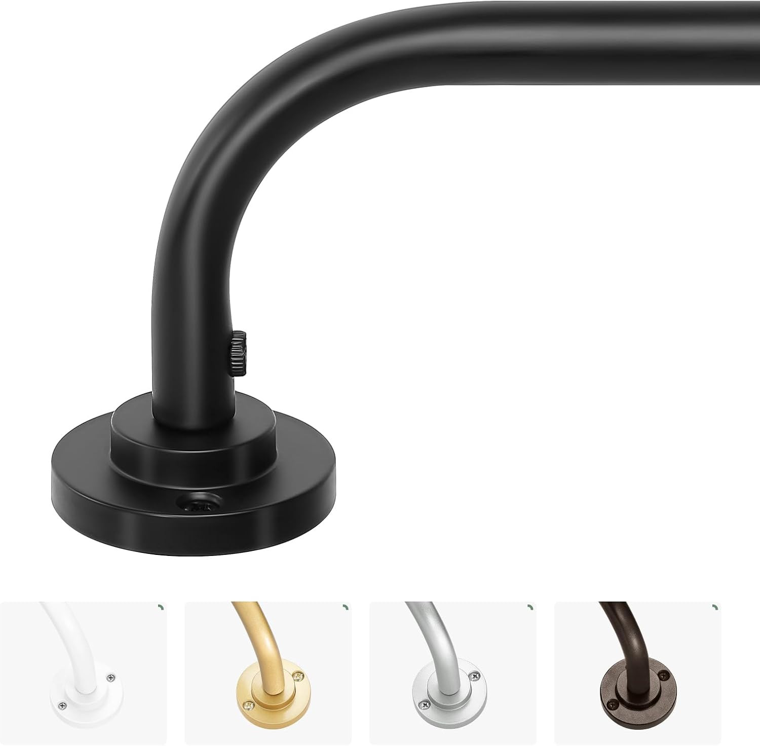 Adjustable Black Curtain Rod 28–48 Inch Wrap Around Metal Room Darkening Rod