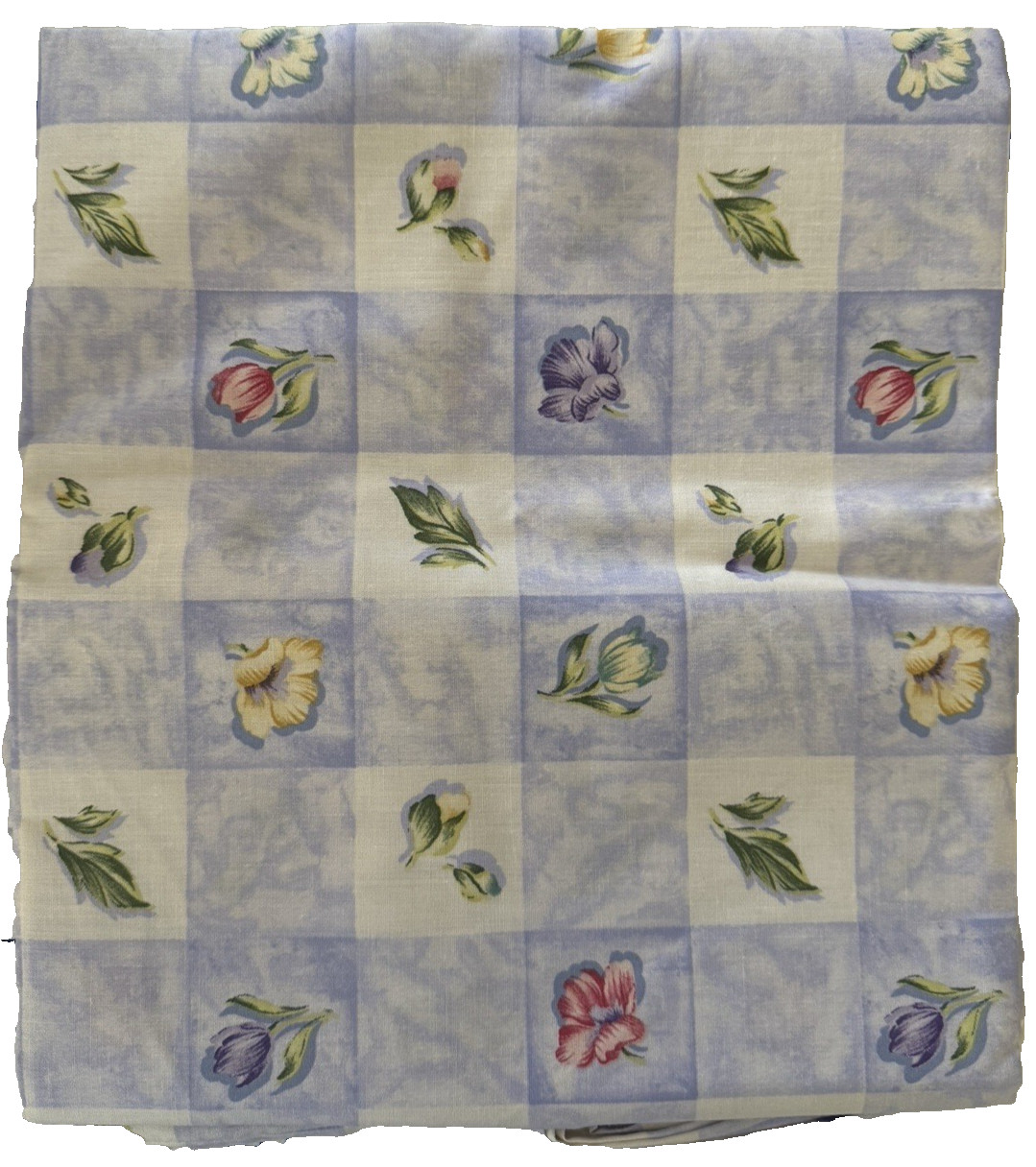 JC Penney “Flower Check Periwinkle” Botanical Floral Blouson Valance – NIP