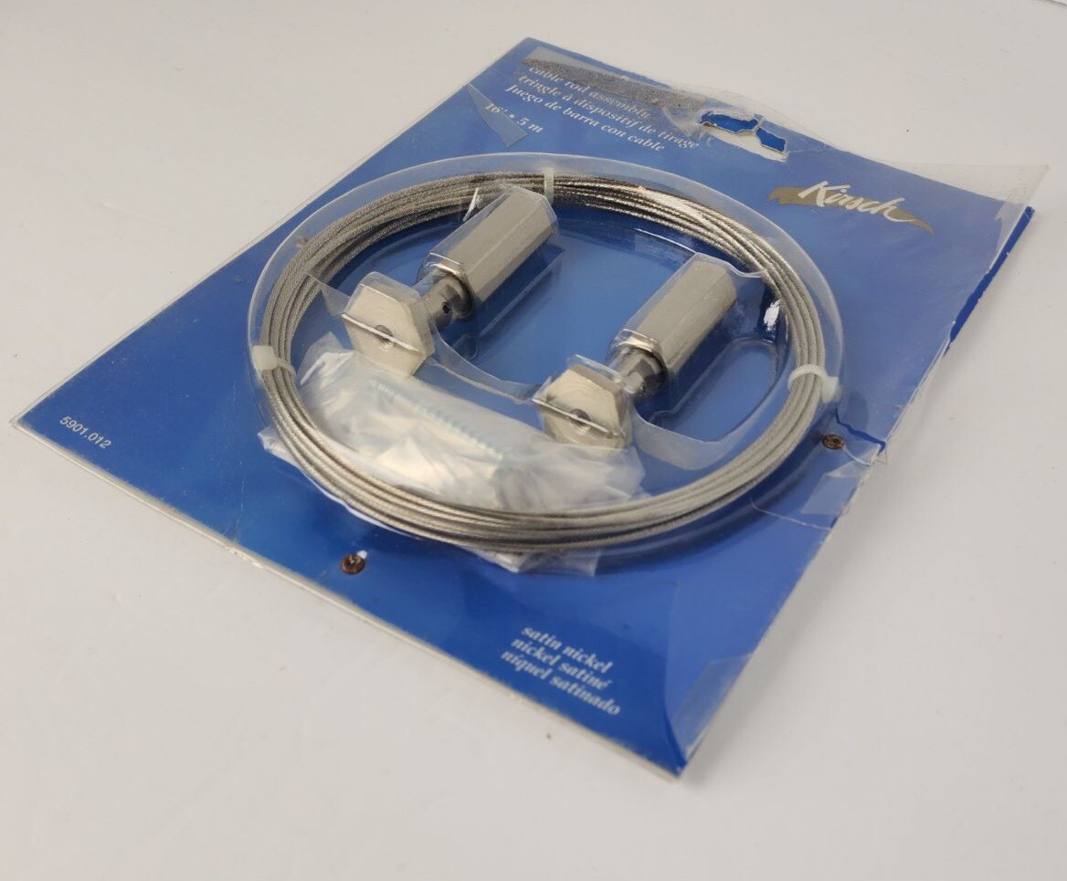 Kirsch Cable Rod Assembly 16′ Feet Satin Nickel Ceiling Inside Outside Mount