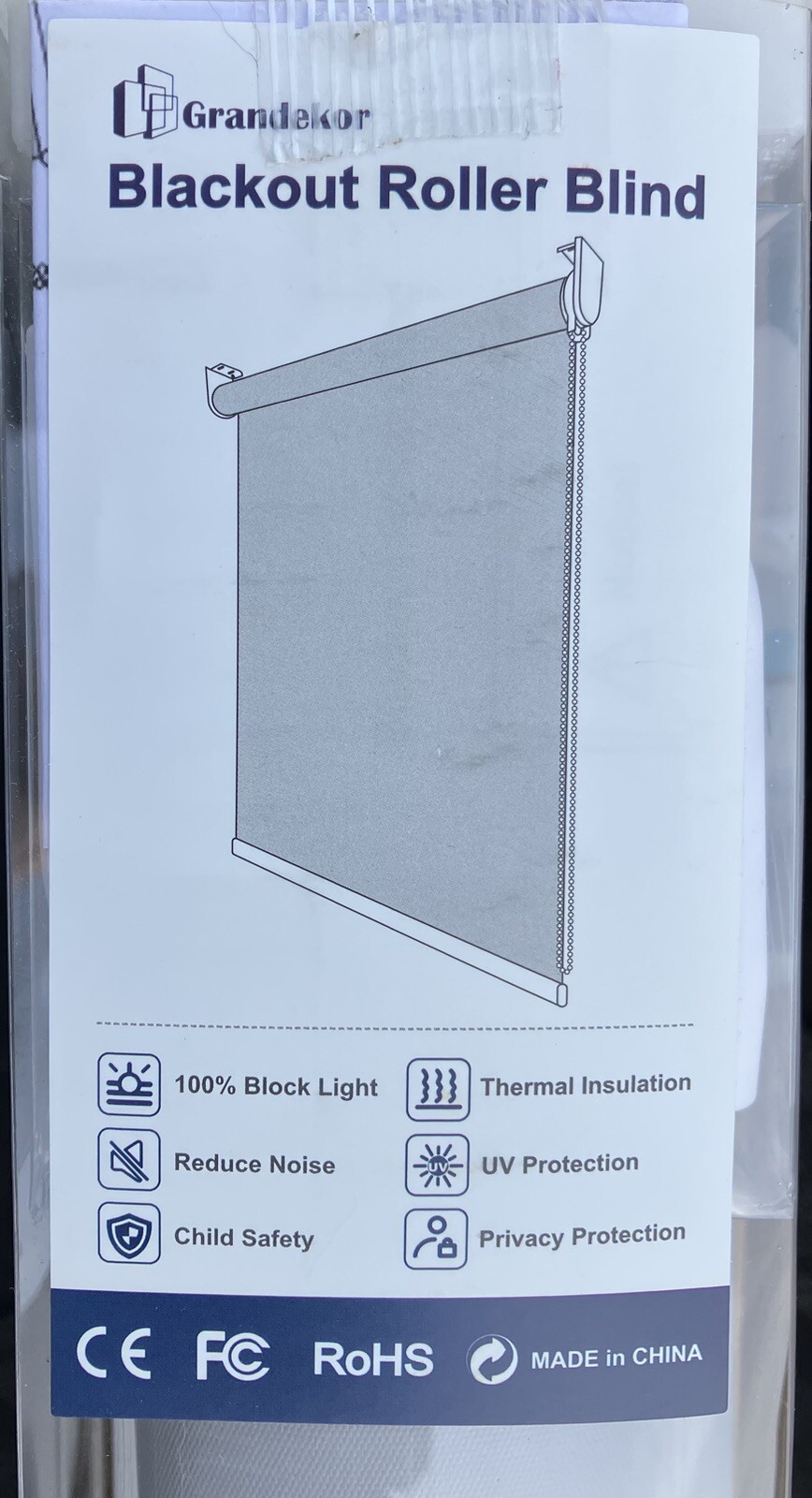 Grandekor 100% Blackout Roller Shades, Pull Down Shades 30×72,Grey