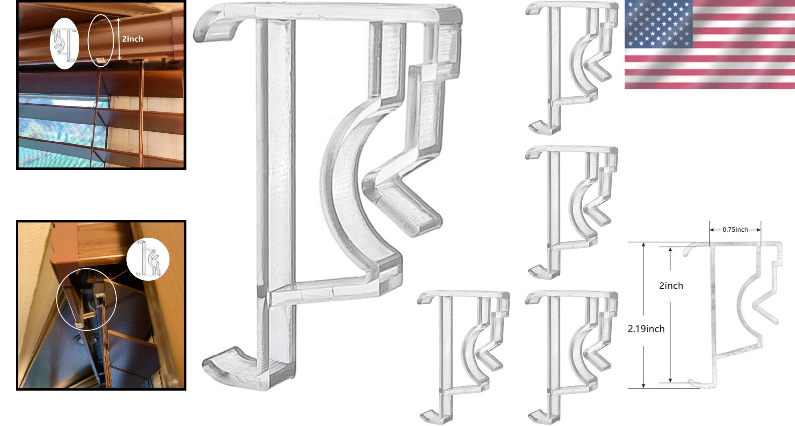 2 Inch Valance Clips for Levolor Blinds – Replacement Plastic Hidden Window Clip