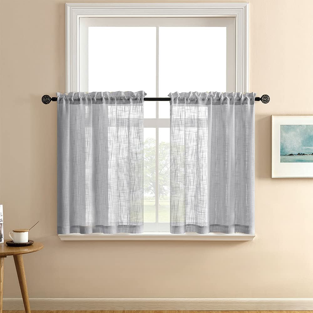 RV Curtains for Camper Door Windows Grey Linen 25″W x 36″L (Pack of 2),