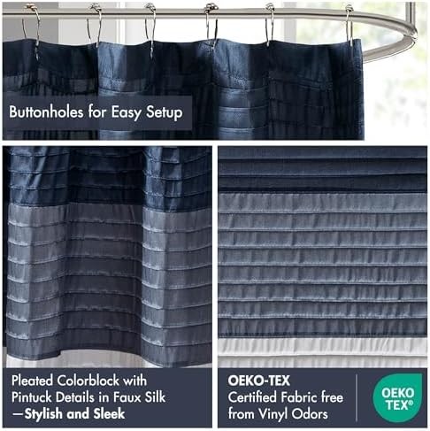 Madison Park Amherst Bathroom Shower Modern/Contemporary Pieced Curtain Faux