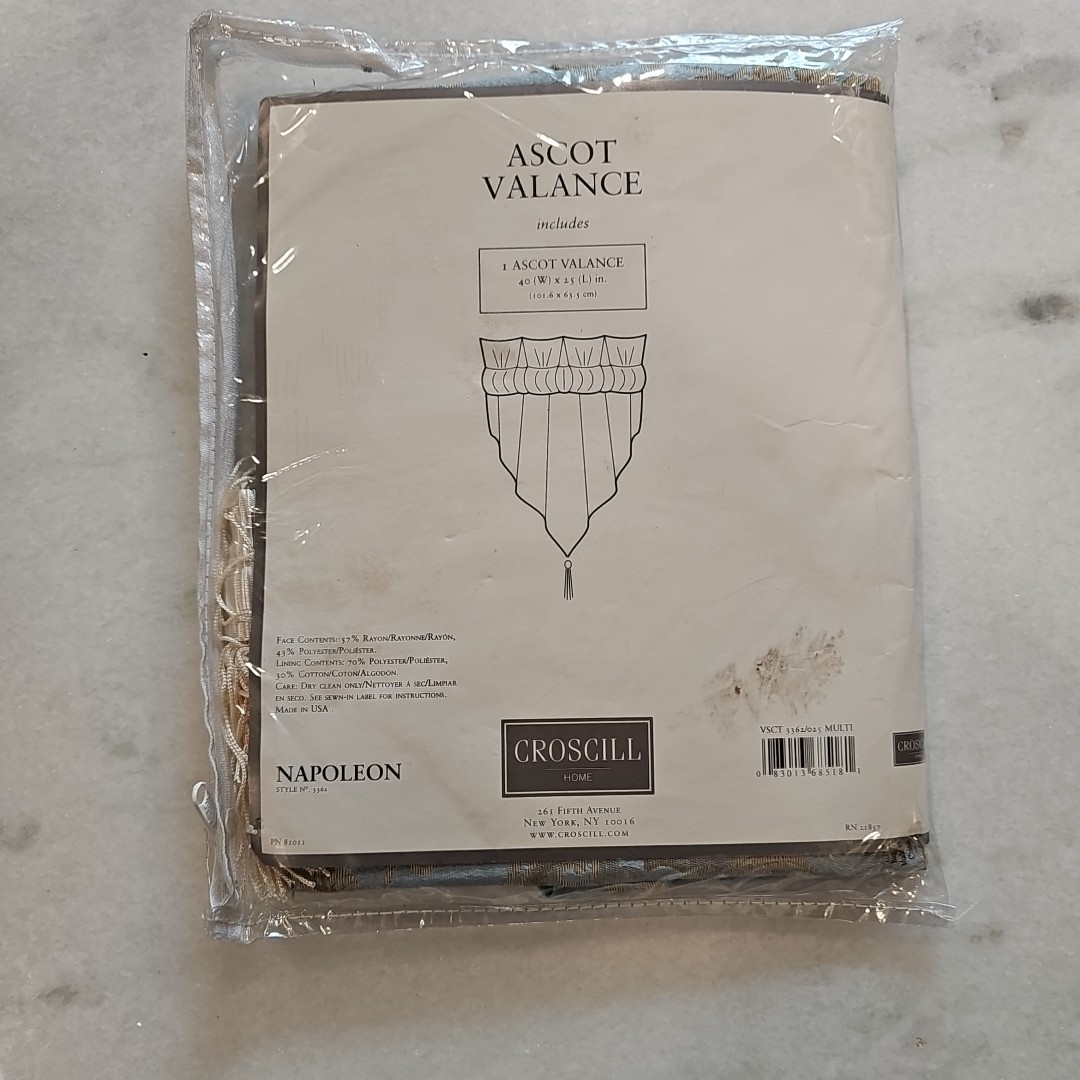 Vintage Croscill Nicollette Napoleon Ascot Valance BLUE & GOLD 40″ x 25″ NEW