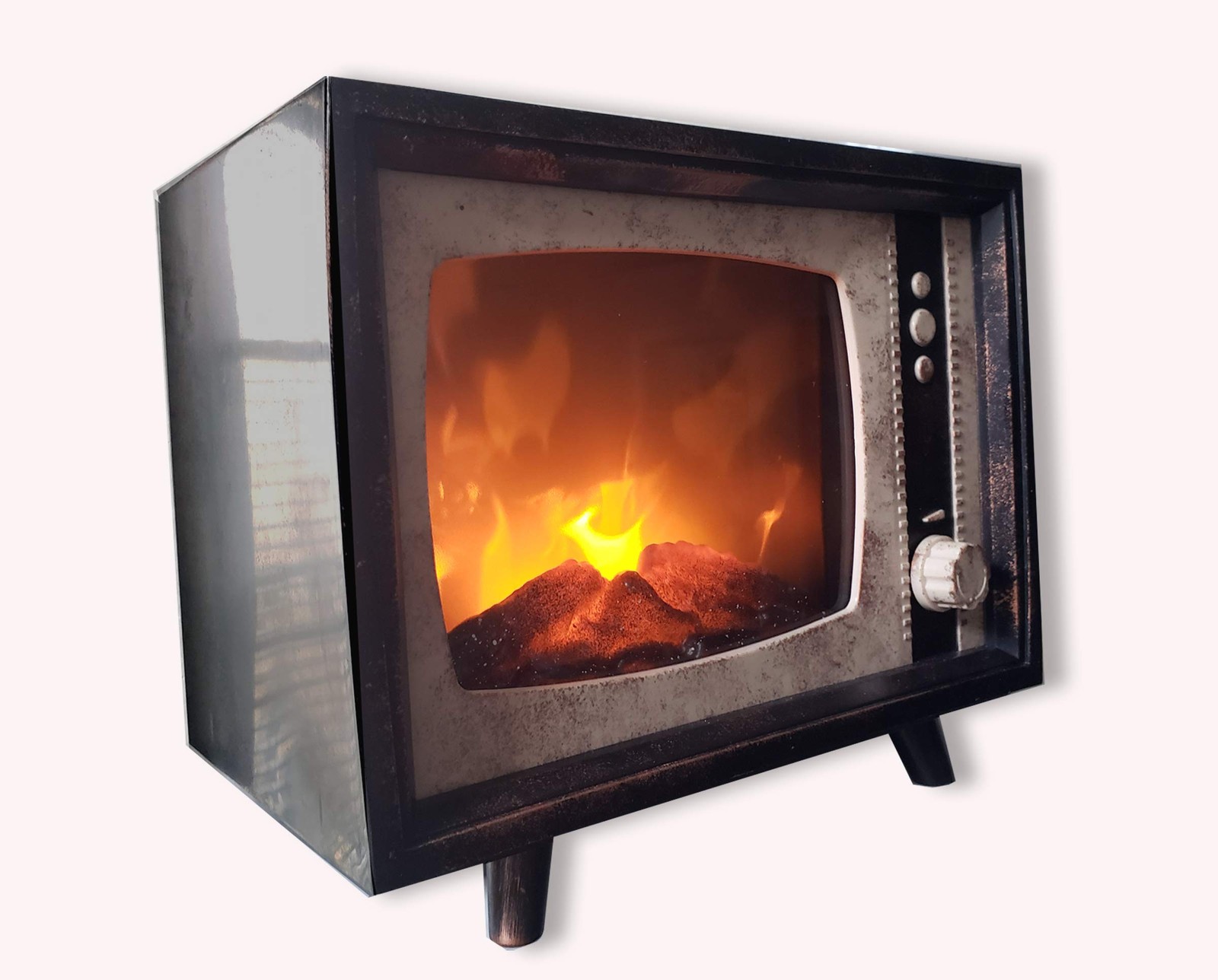 Decorative Realistic Fireplace Compact Retro Television with LED Moving Flame…