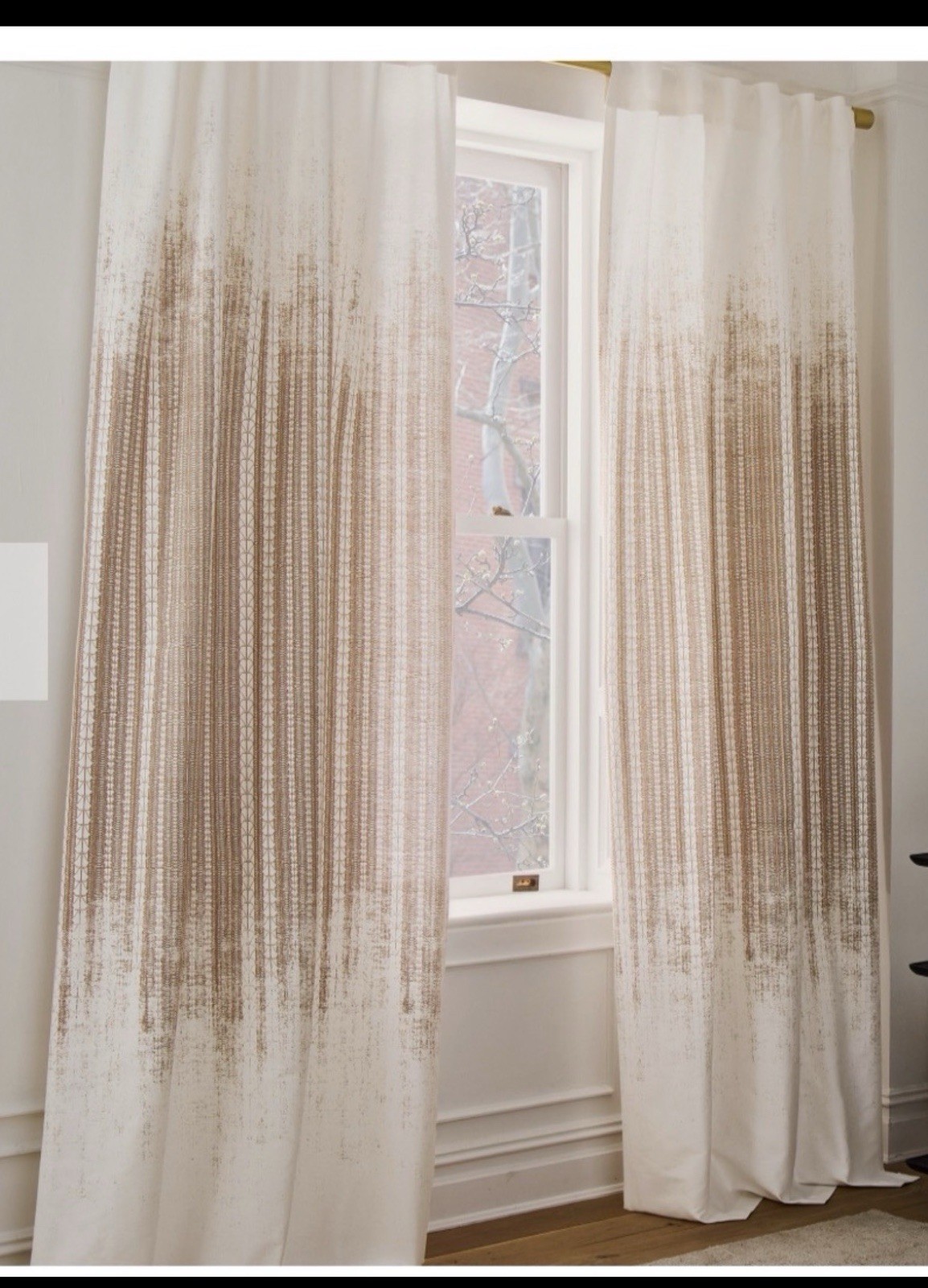 West Elm Echo Print Gold Dust 48×84” Per Panel Drapes Curtains