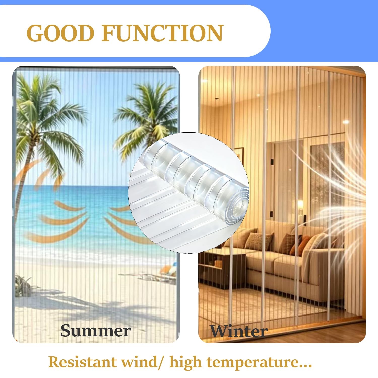 Plastic Vinyl Strip Curtain Waterproof PVC Freezer Warehouse 7.5×7.6 Ftx0.07 In
