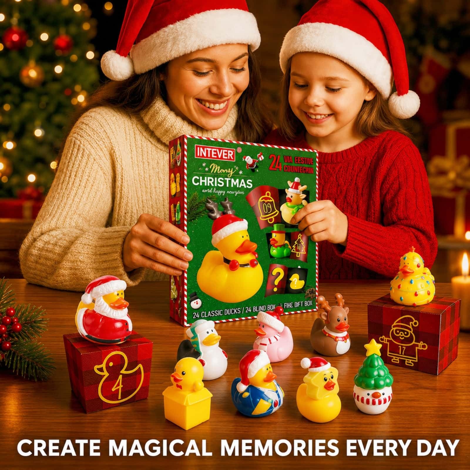 Intever 2026 Advent Calendar Christmas Ducks – 24 Days of Surprise Rubber Duc…