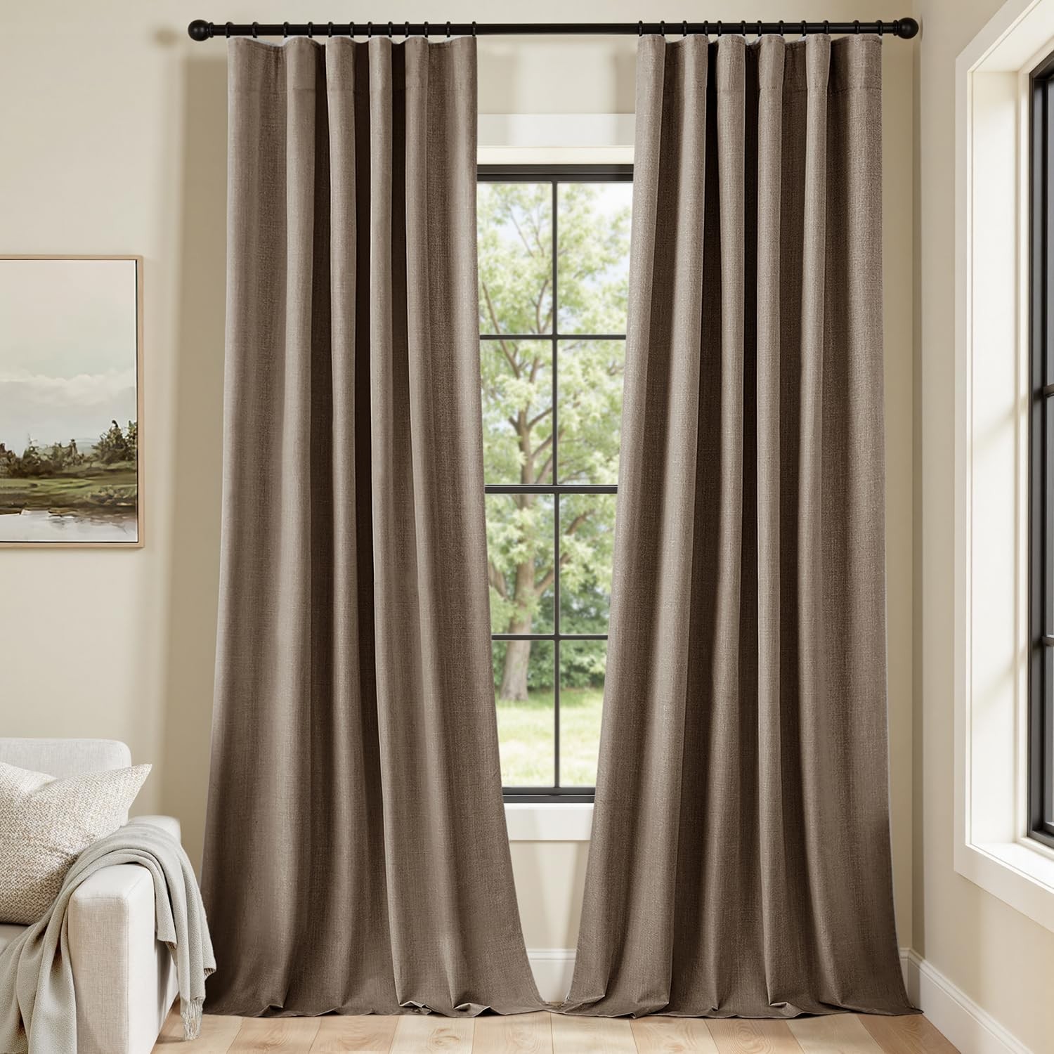 MIULEE 100% Blackout Curtains 90 Inch 50″W x 90″L (Pack of 2), Dutch Cocoa